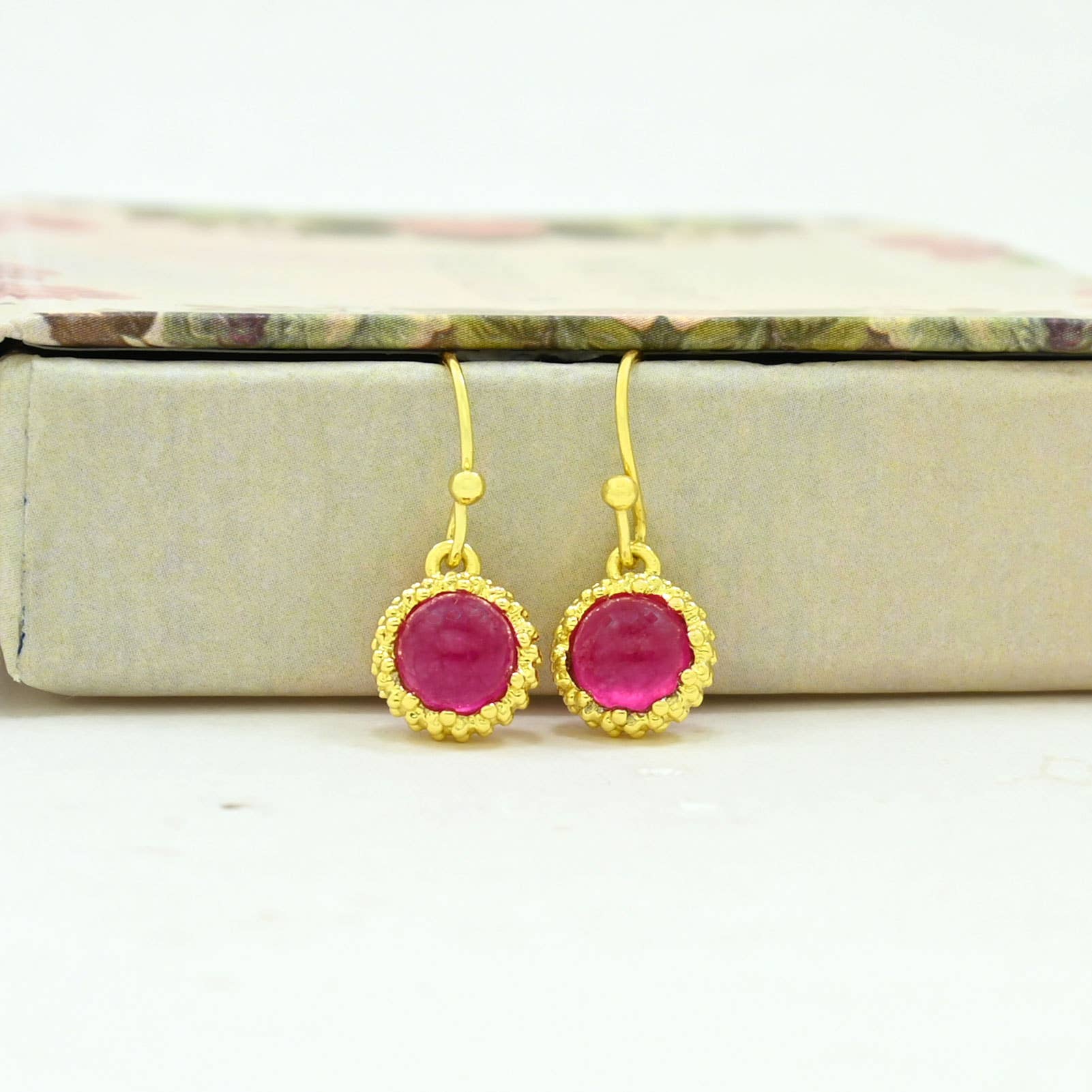 Dove Earring Gold Plated - Pink Jade