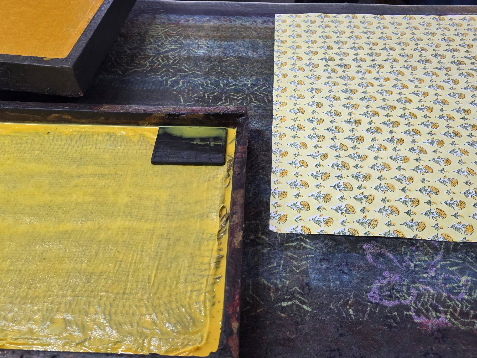 Ditsy Floral Sunshine Block Printed Wrapping Paper