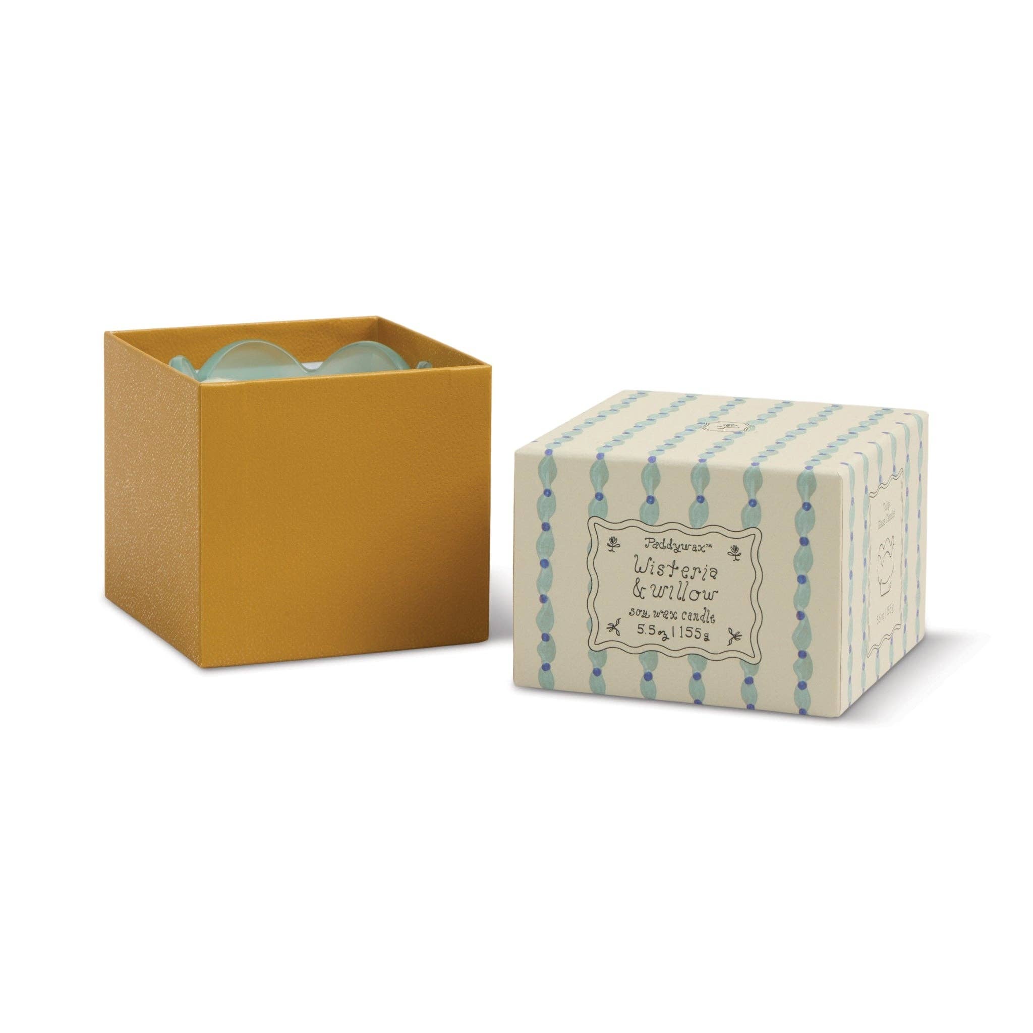 Blue & Ochre Glass Candle - Wisteria & Willow