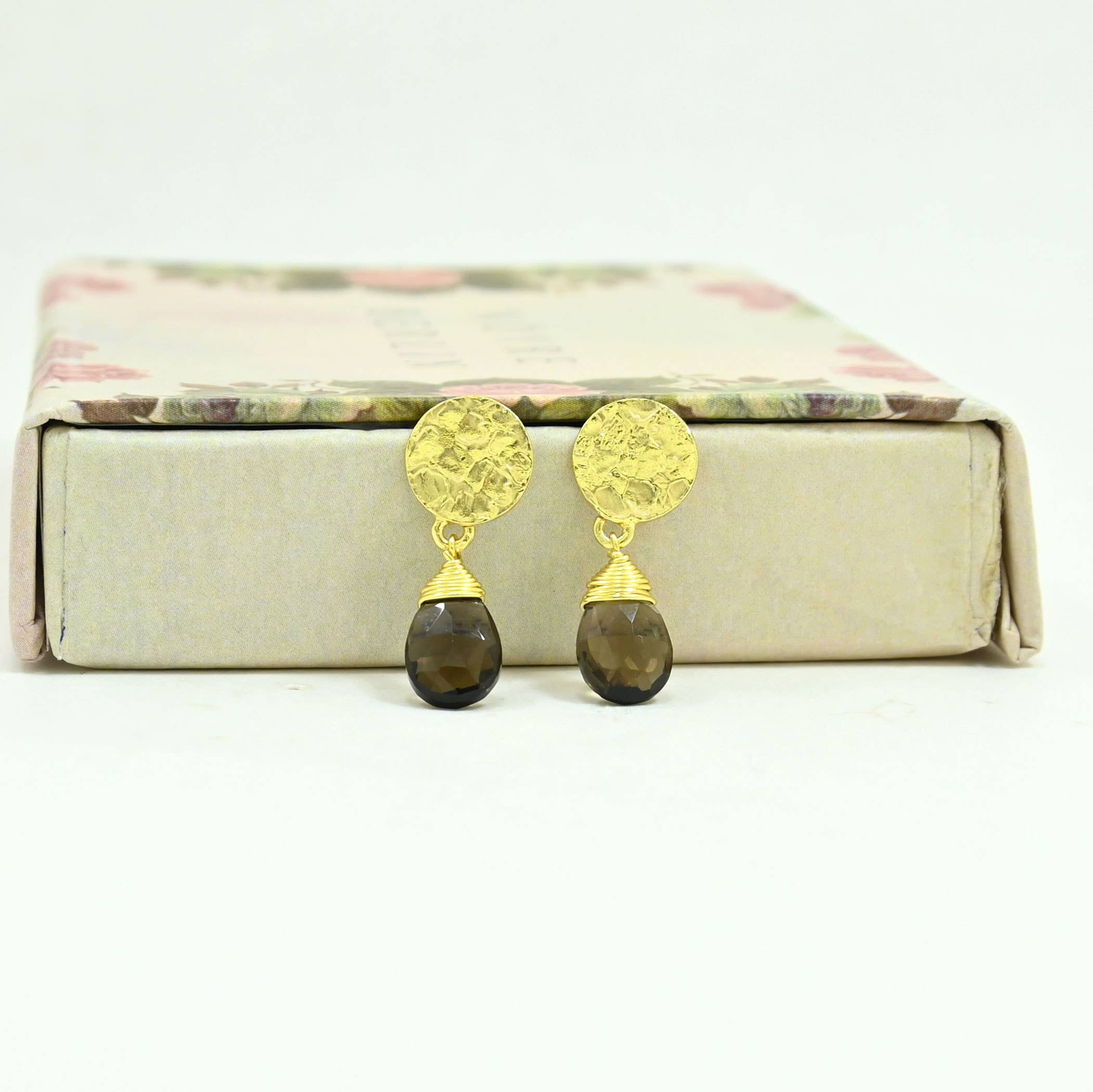 Abigail Earring Gold Plated - Smoky Quartz