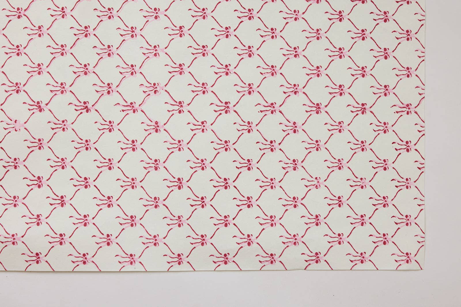 Bows Pink Sorbet Block Printed Wrapping Paper