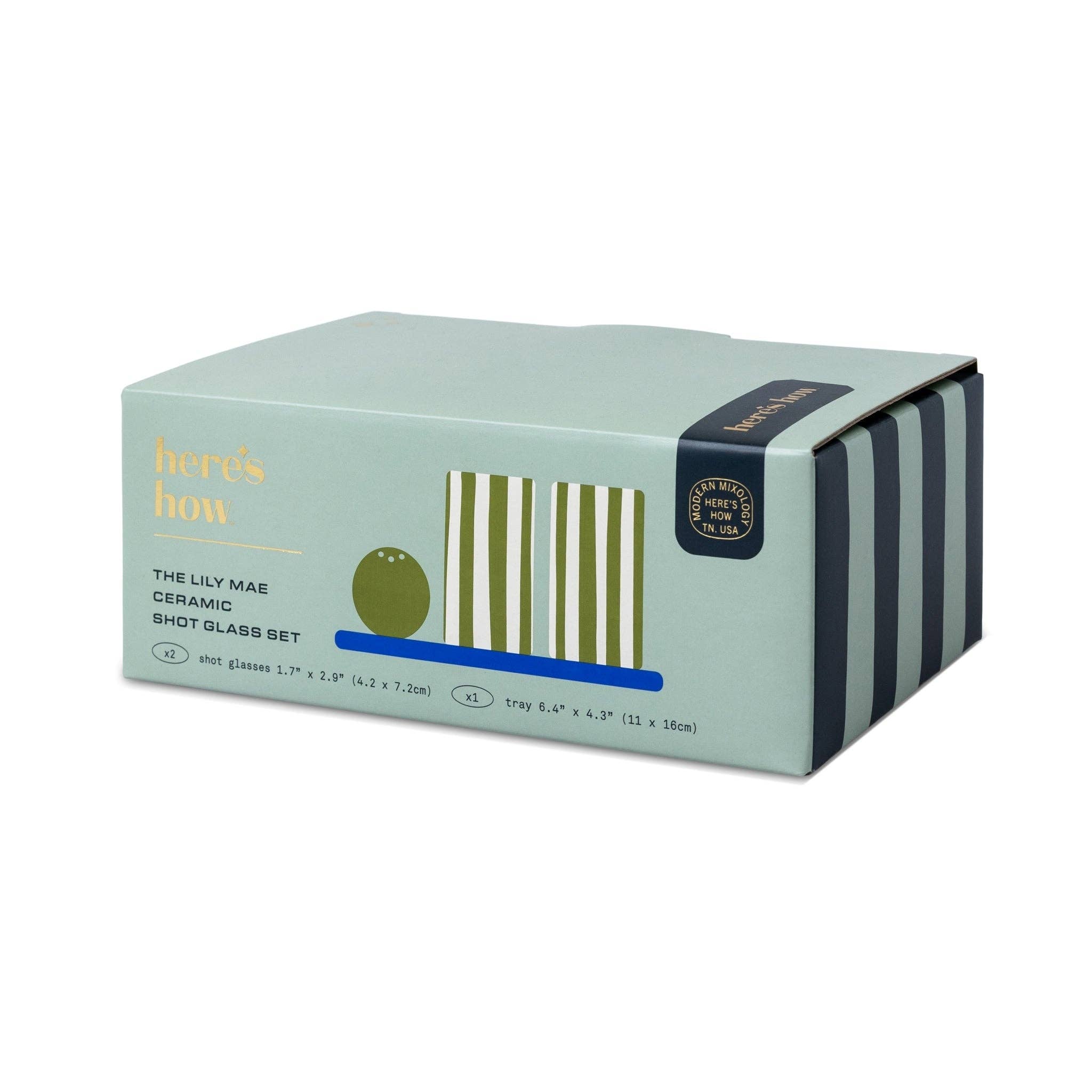 Ceramic Tequila Shot Glass Set - Cobalt & Olive