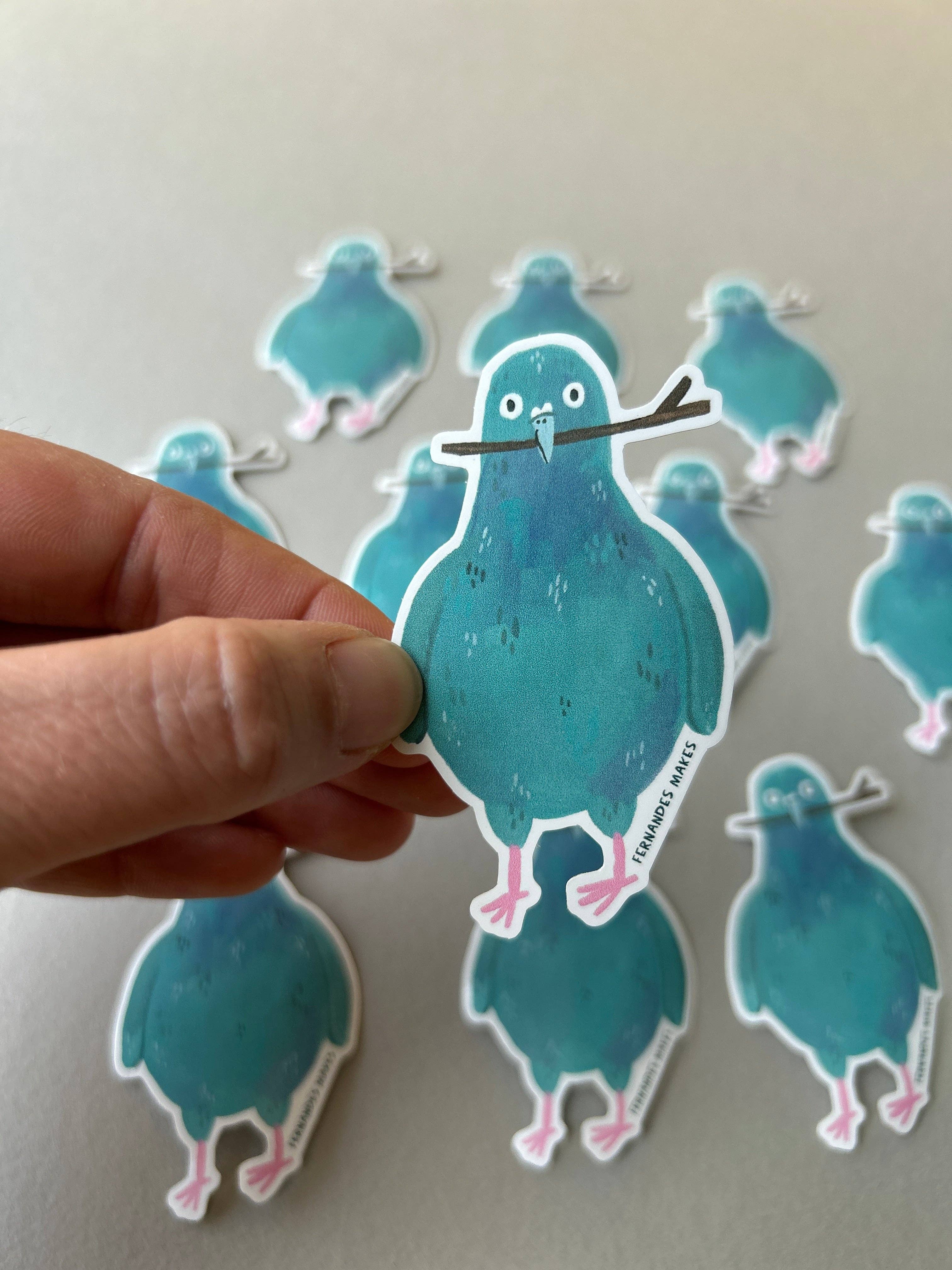 Glitter Tobias Pigeon Vinyl Sticker