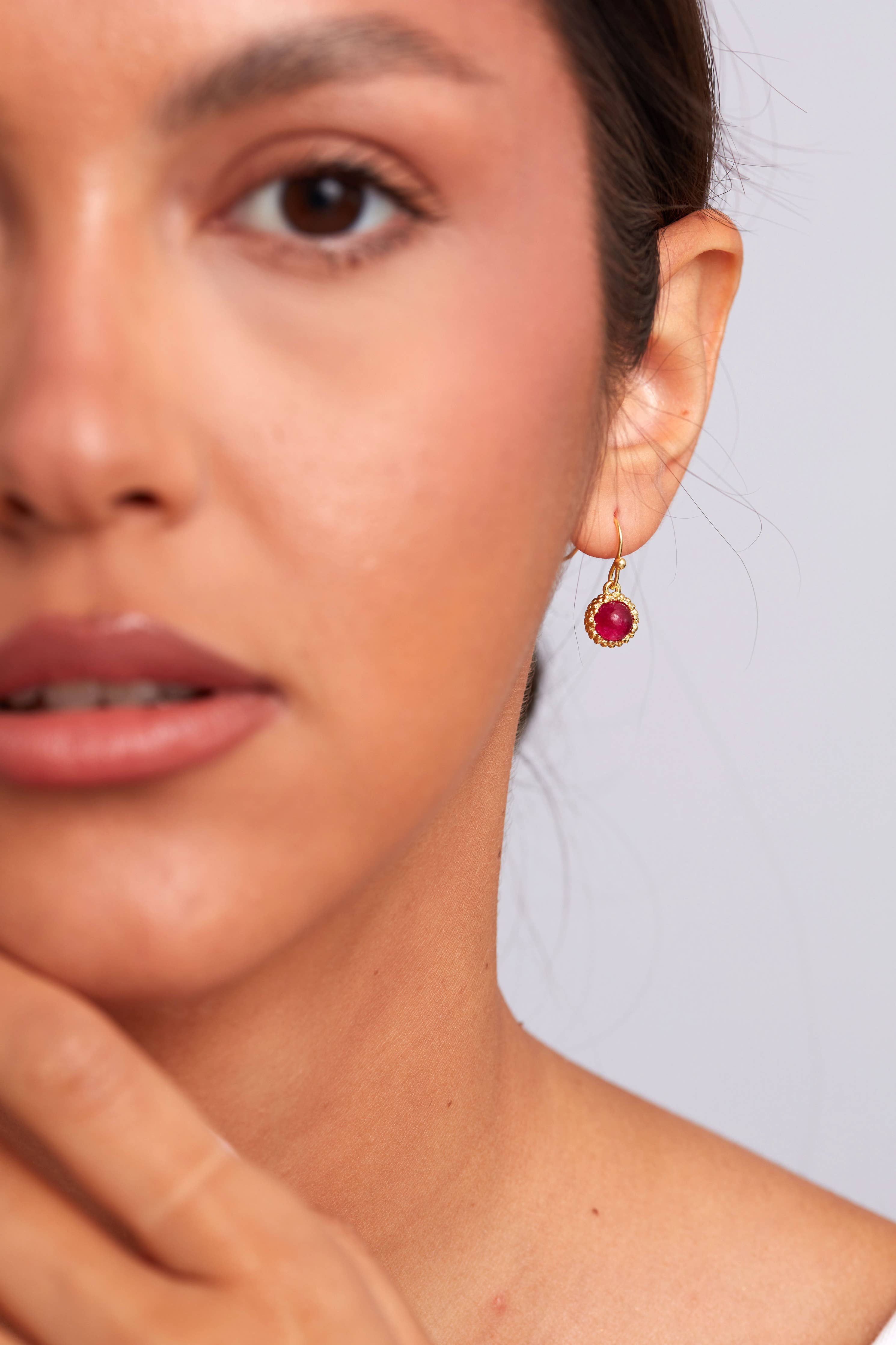 Dove Earring Gold Plated - Pink Jade