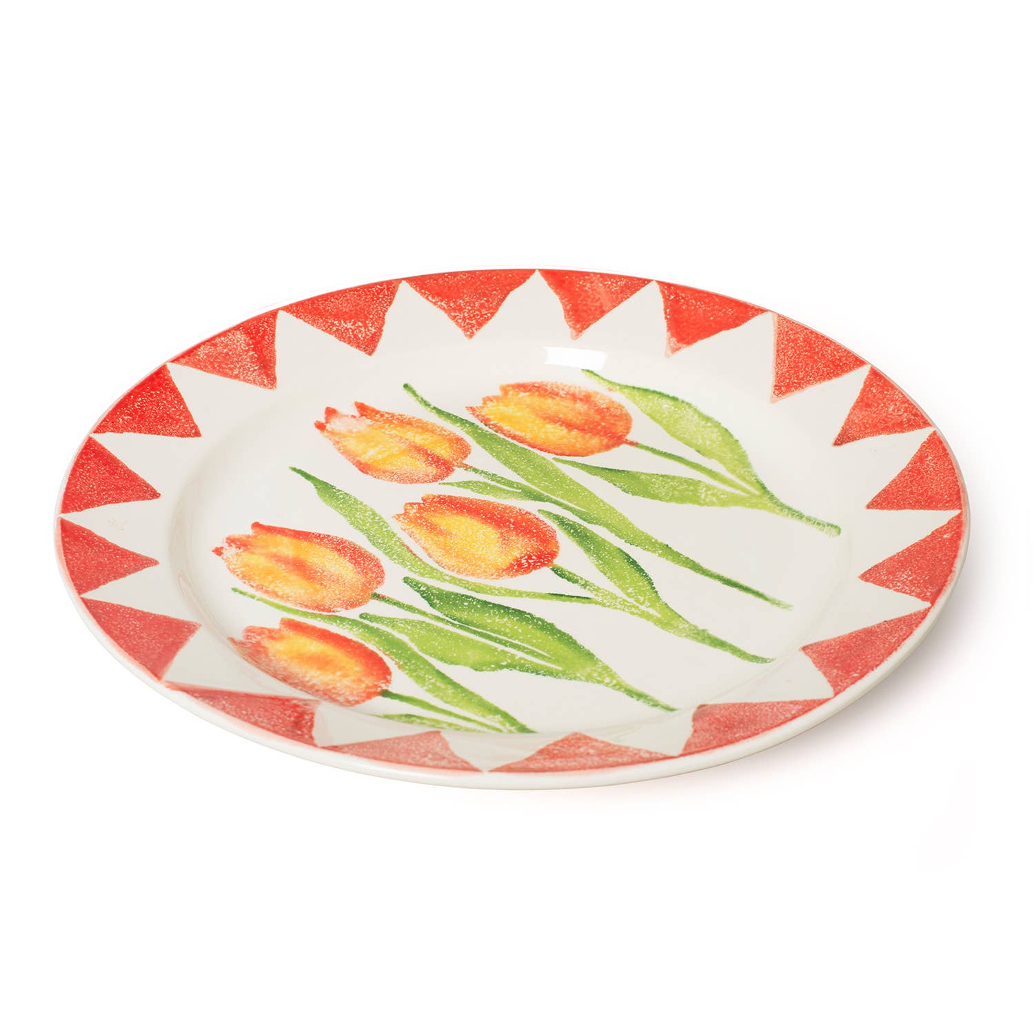 Red Rimmed Tulip Platter