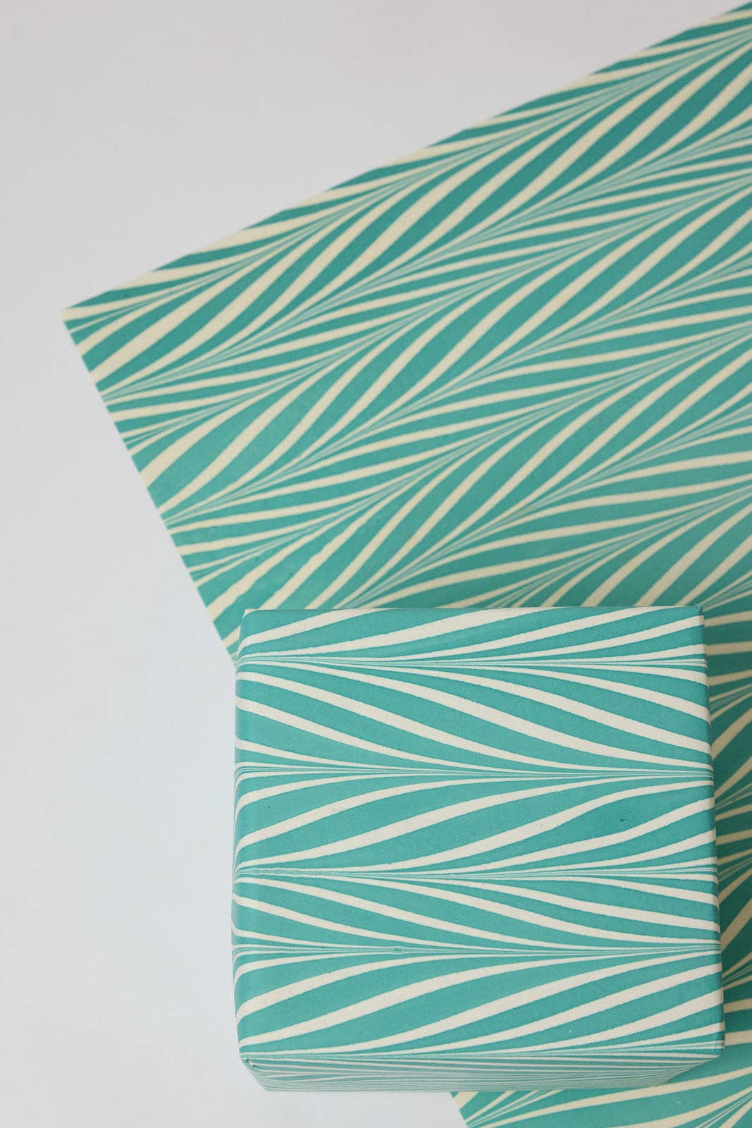 Candy Stripes Turquoise Hand Marbled Wrapping Paper