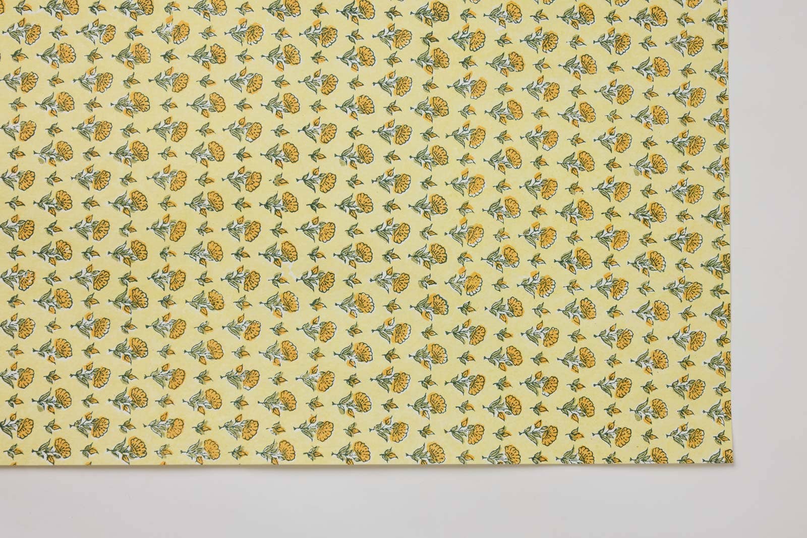 Ditsy Floral Sunshine Block Printed Wrapping Paper