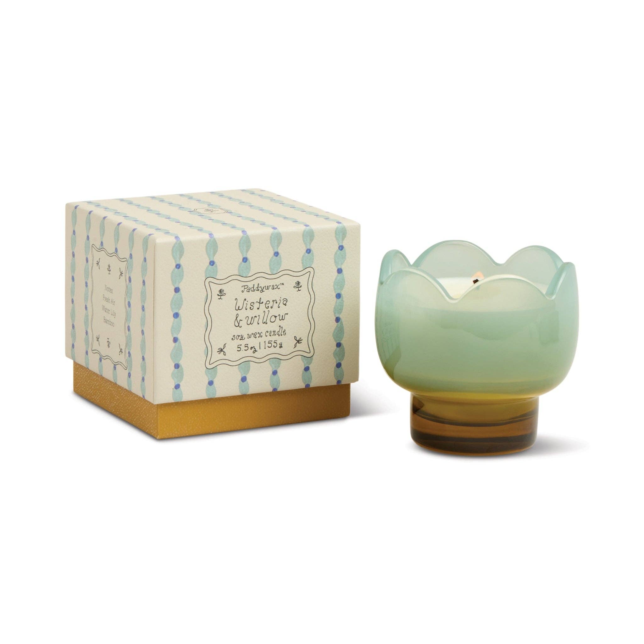 Blue & Ochre Glass Candle - Wisteria & Willow