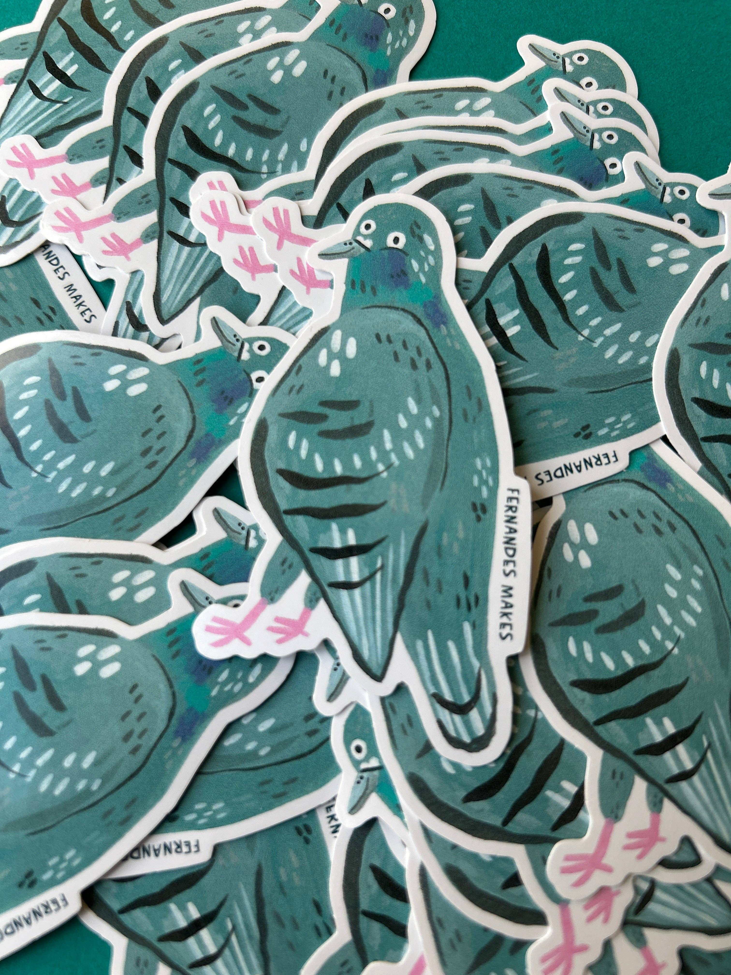 Glitter Tobias Pigeon Vinyl Sticker