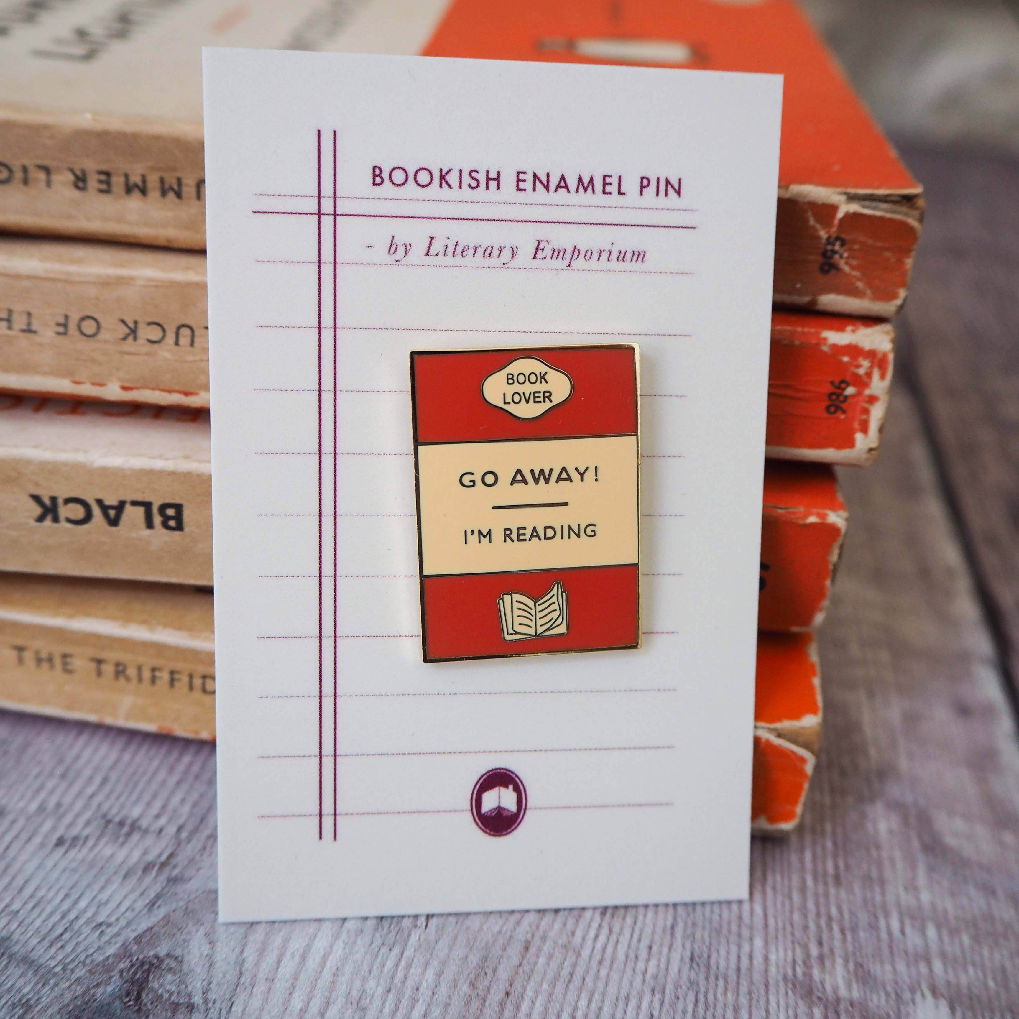 'Go Away I'm Reading' Enamel Pin Badge