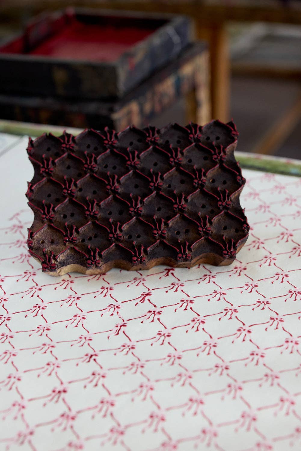 Bows Pink Sorbet Block Printed Wrapping Paper