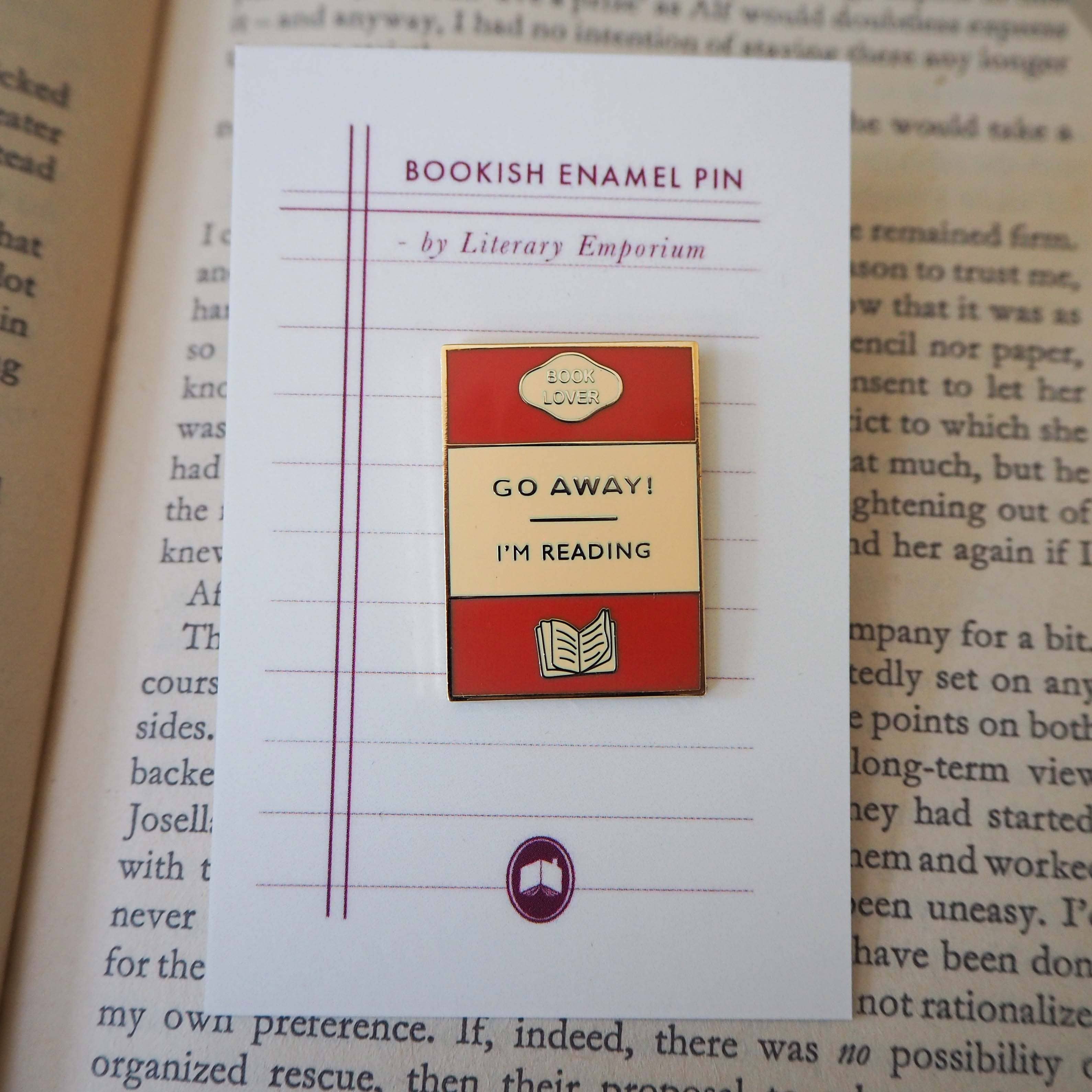 'Go Away I'm Reading' Enamel Pin Badge