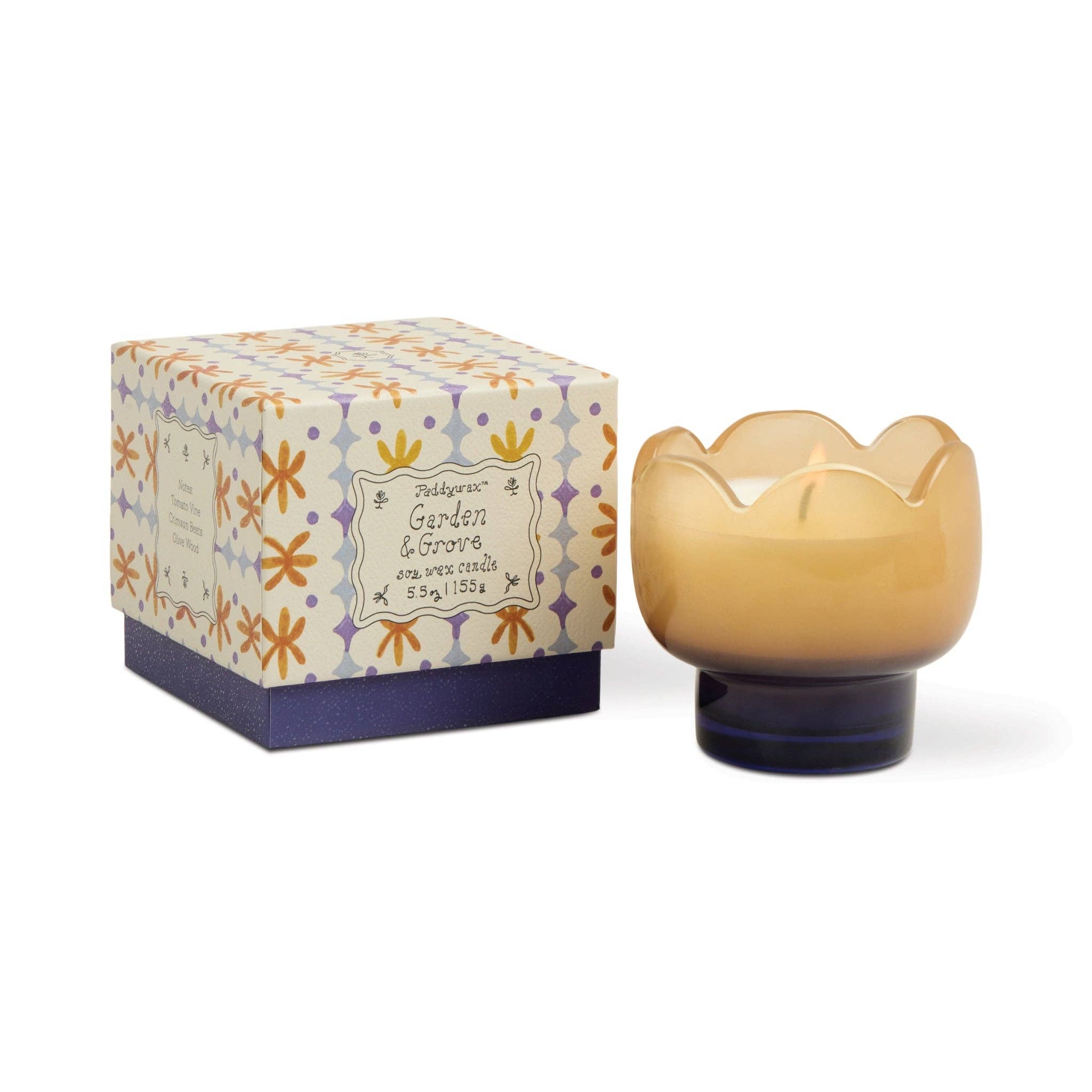 Orange & Blue Glass Candle - Garden & Grove