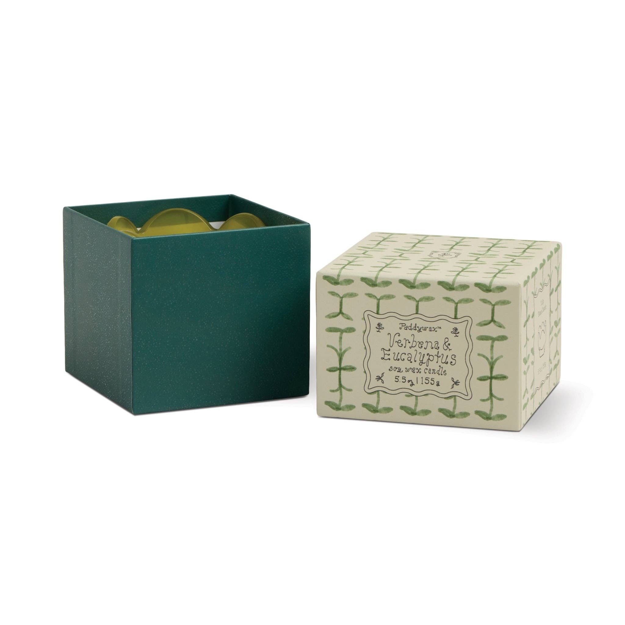 Green & Dark Green Glass Candle - Verbena & Lemongrass