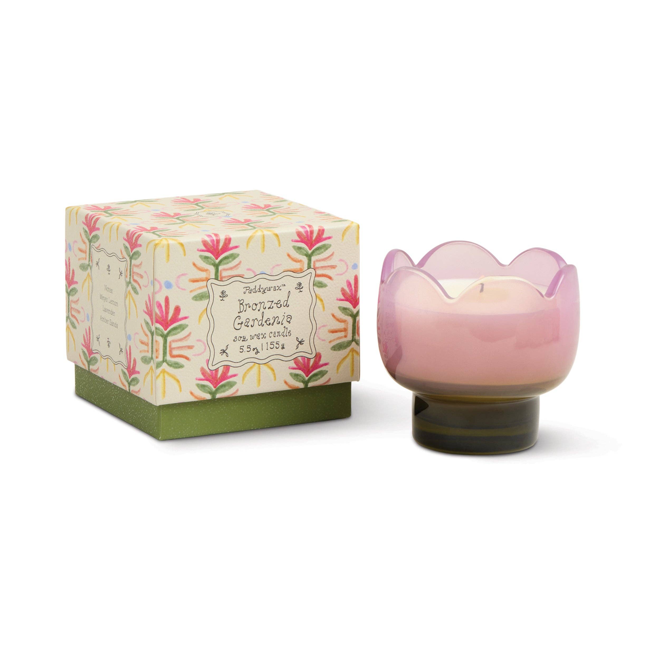 Purple & Green Glass Candle - Bronzed Gardenia