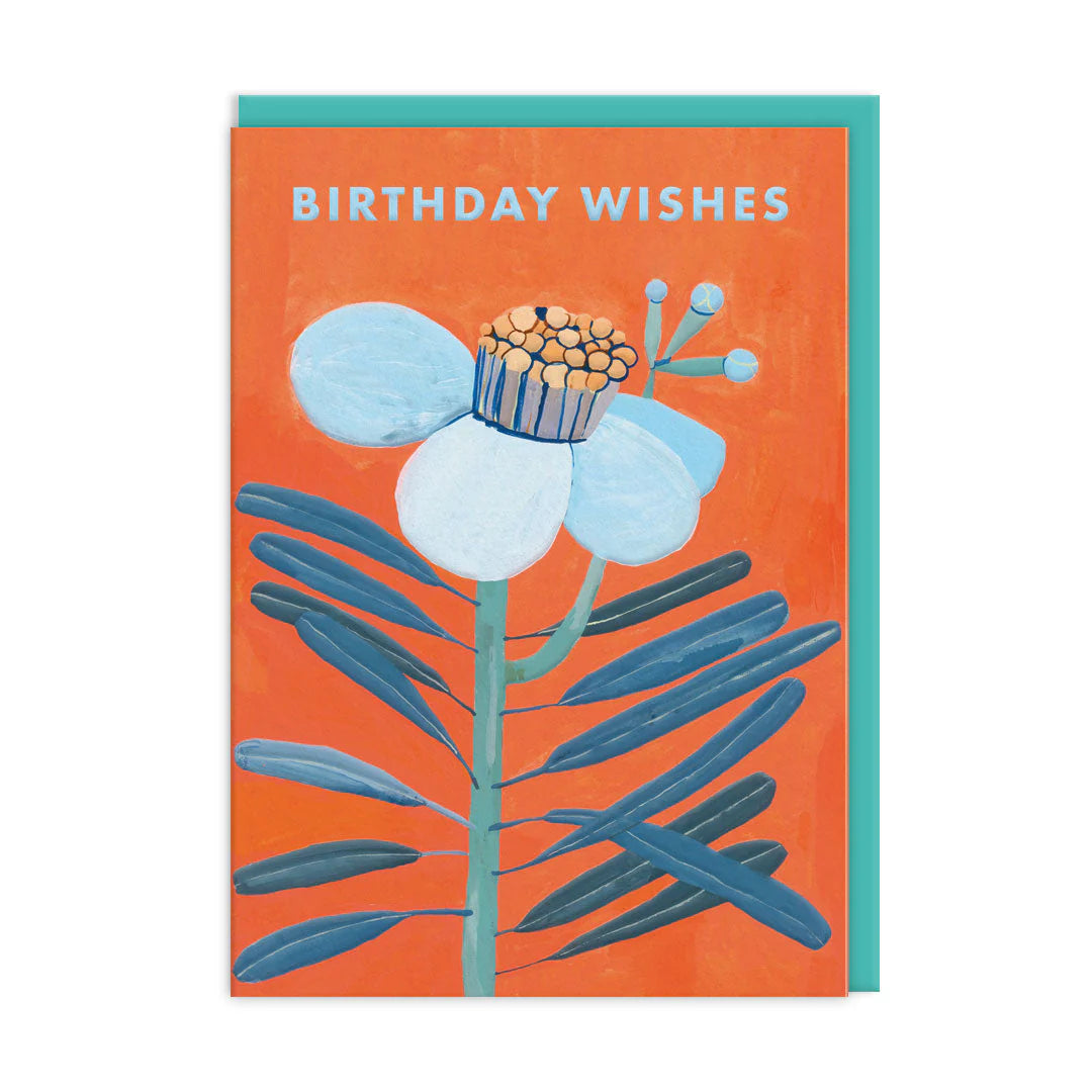 Orange Floral Happy Birthday Card