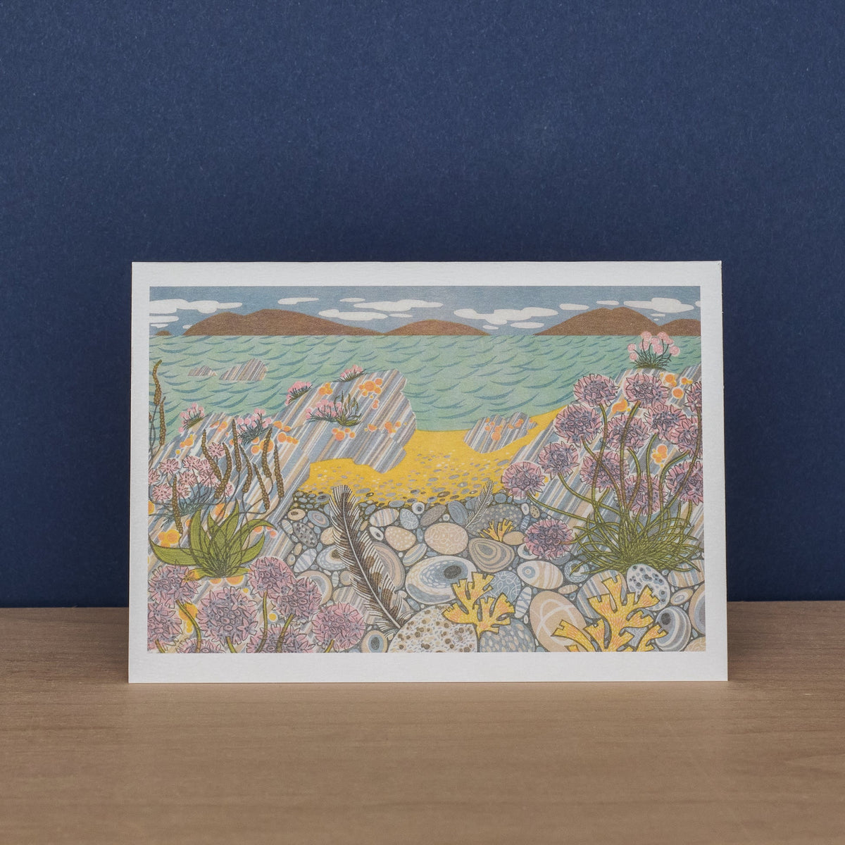 Pack Of 10 Sea Pinks & Pebbles & Island Primrose Notecard & Envelopes