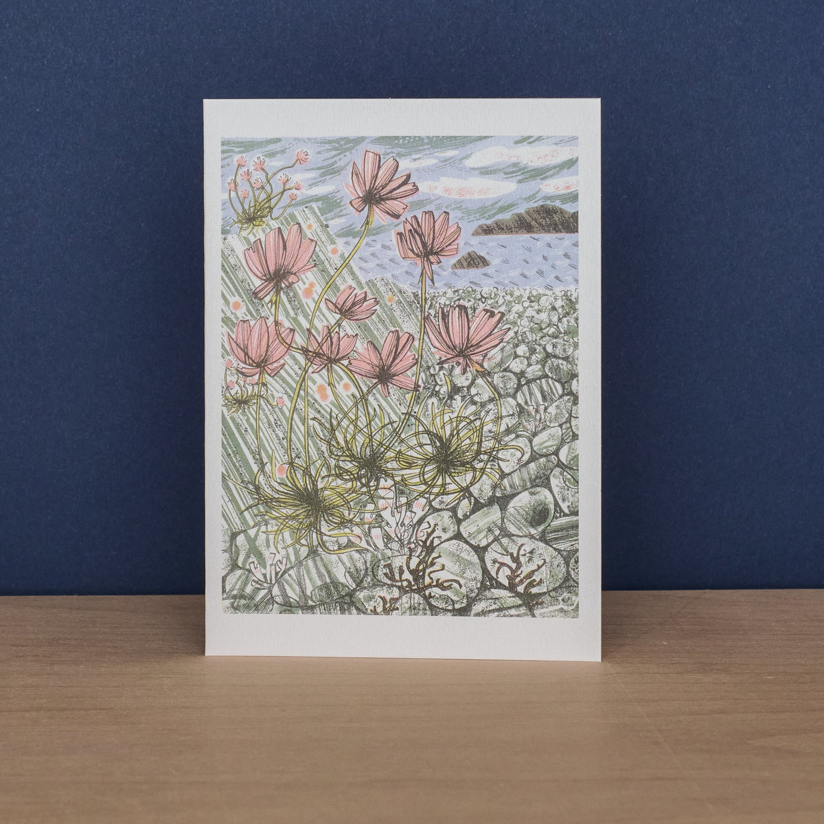 Pack Of 10 Sea Pinks & Pebbles & Island Primrose Notecard & Envelopes