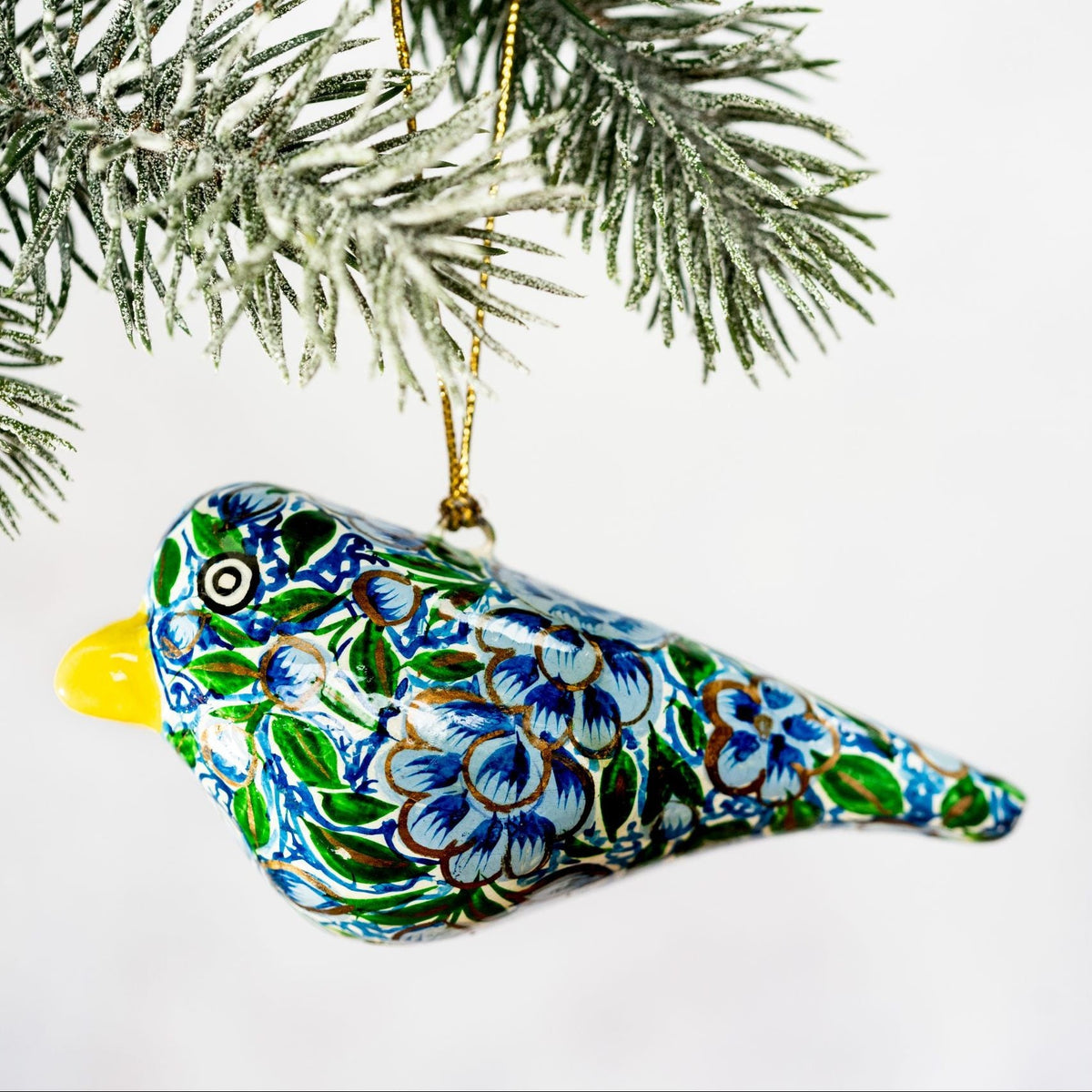 Turquoise & Green Floral Hanging Bird Decoration