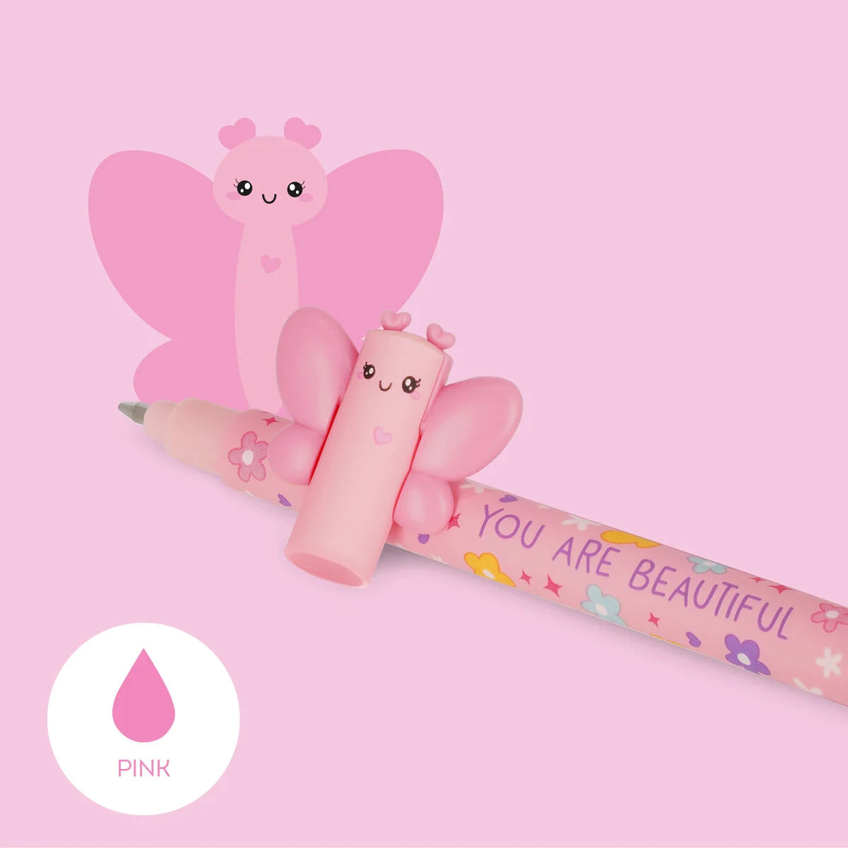 Butterfly Erasable Gel Pen - Pink Ink