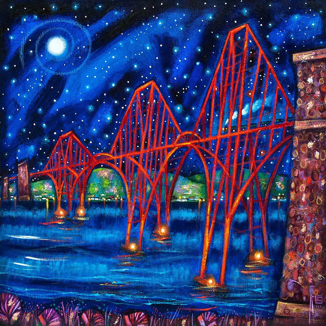 Forth Rail Bridge Night Art Print