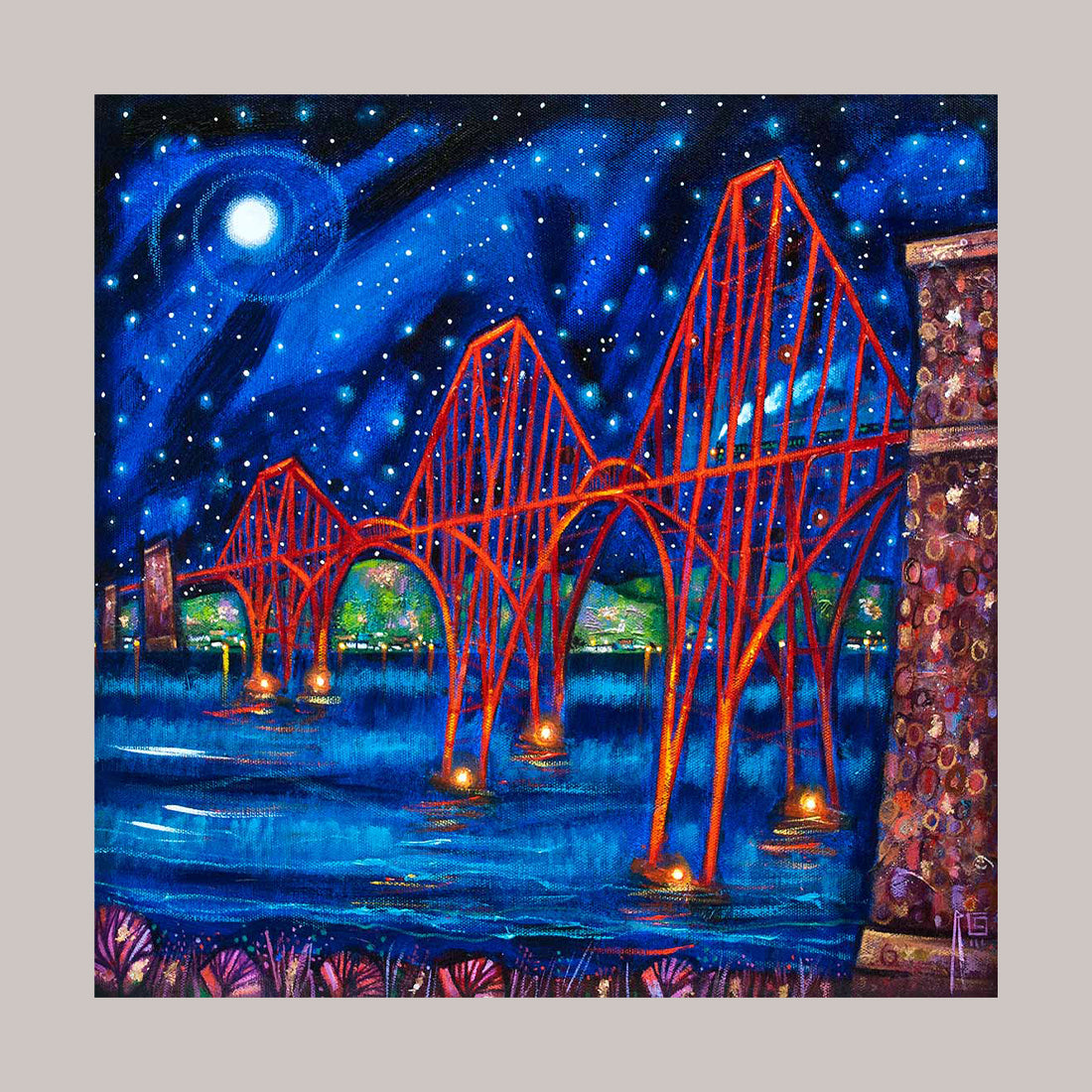 Forth Rail Bridge Night Art Print