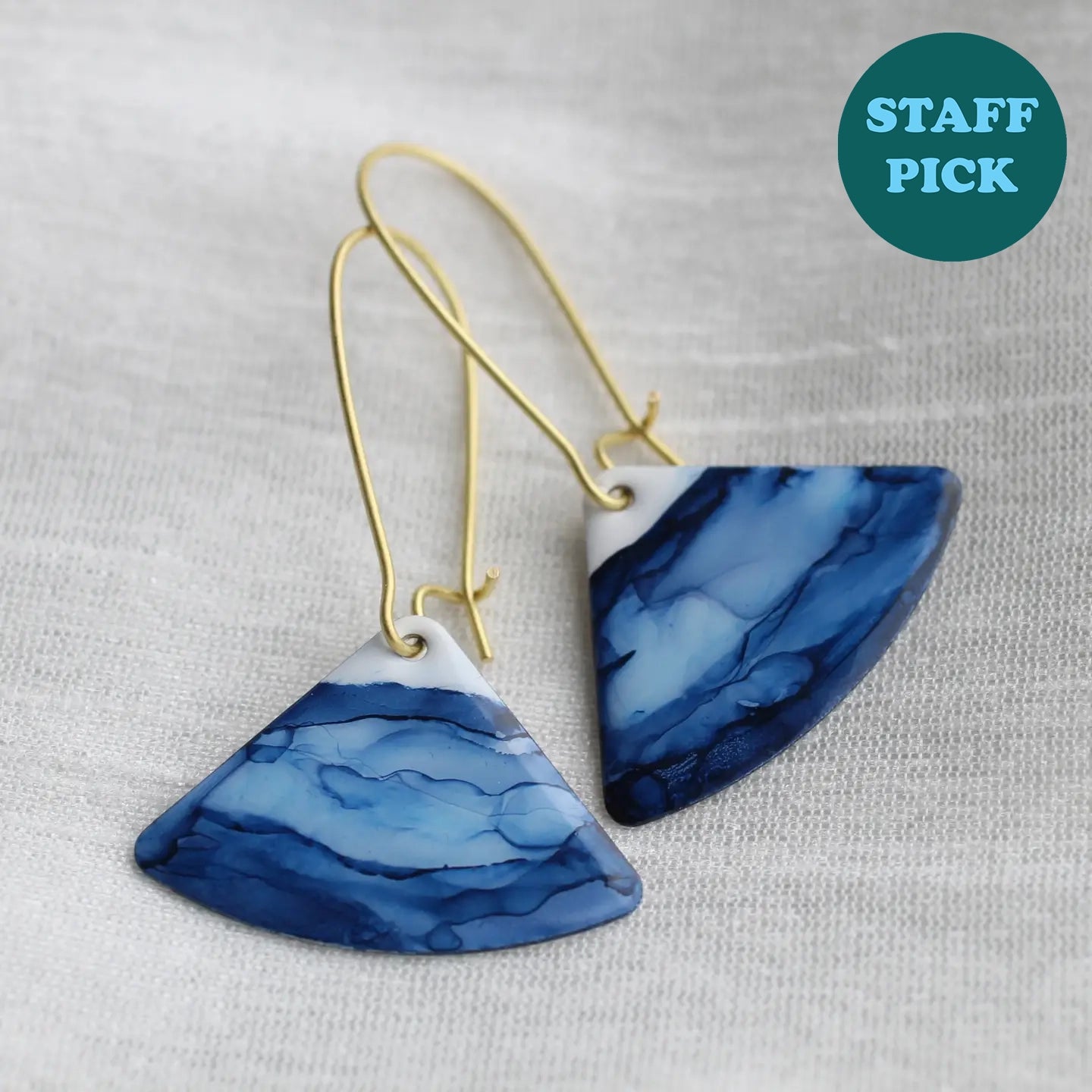 Indigo Blue Fan Enamel Earrings