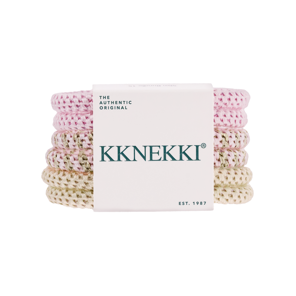 Set Of 6 Shades of Pink Slim Kknekki Hair Ties