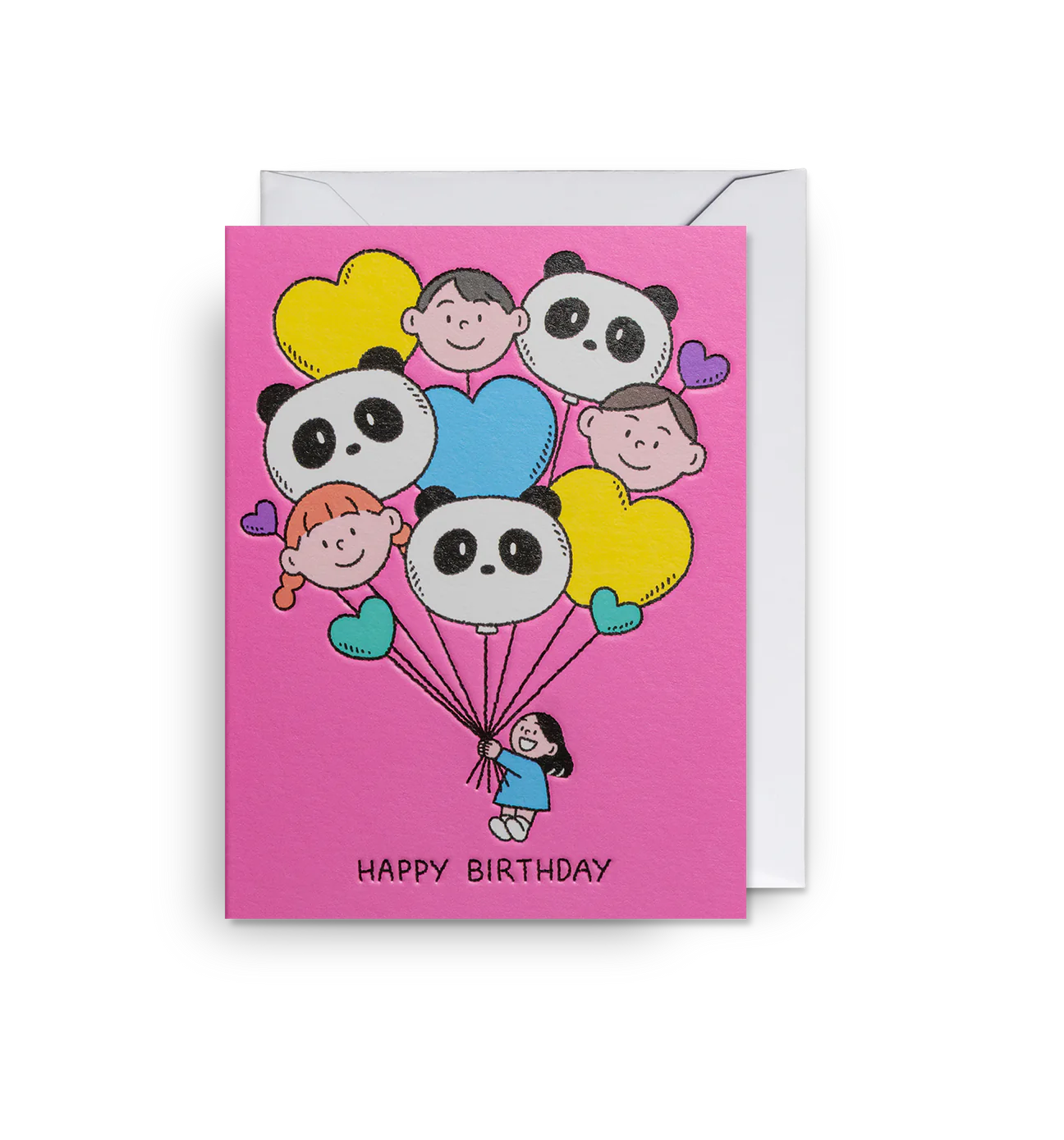 Panda Balloons Mini Birthday Card