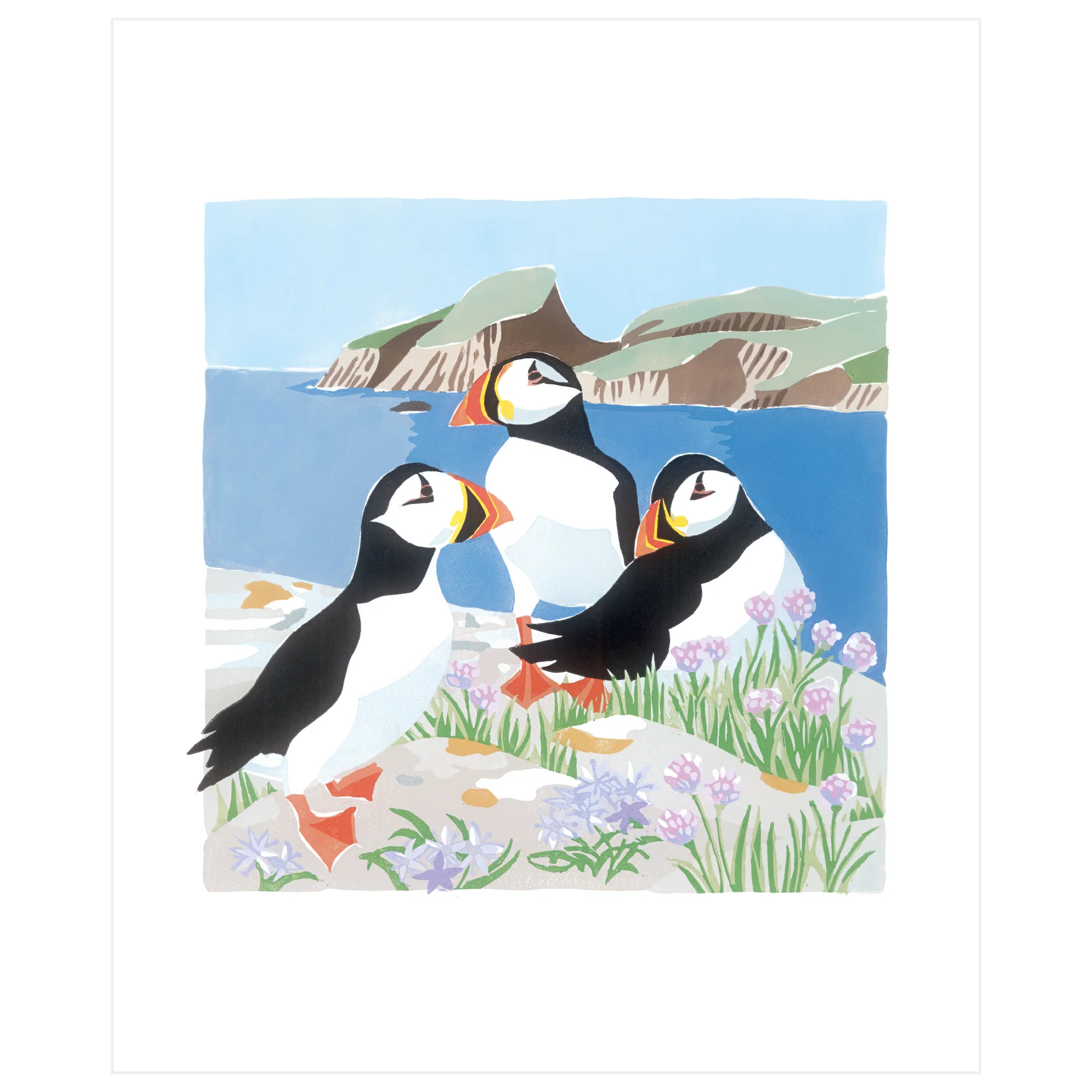 Puffins & Sheep Rock, Fair Isle Blank Card