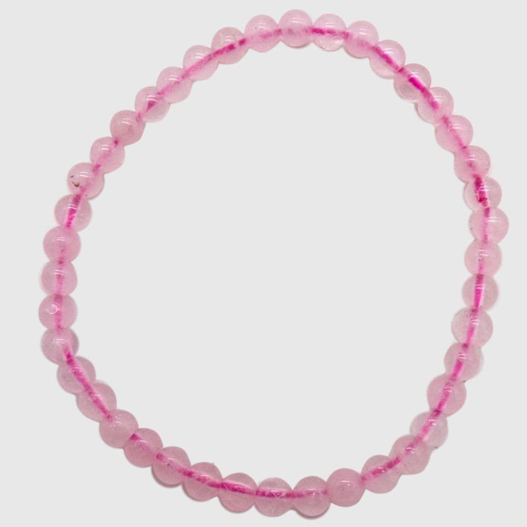 Rose Quartz bead bracelet with 5mm round pink stones on elasticated band