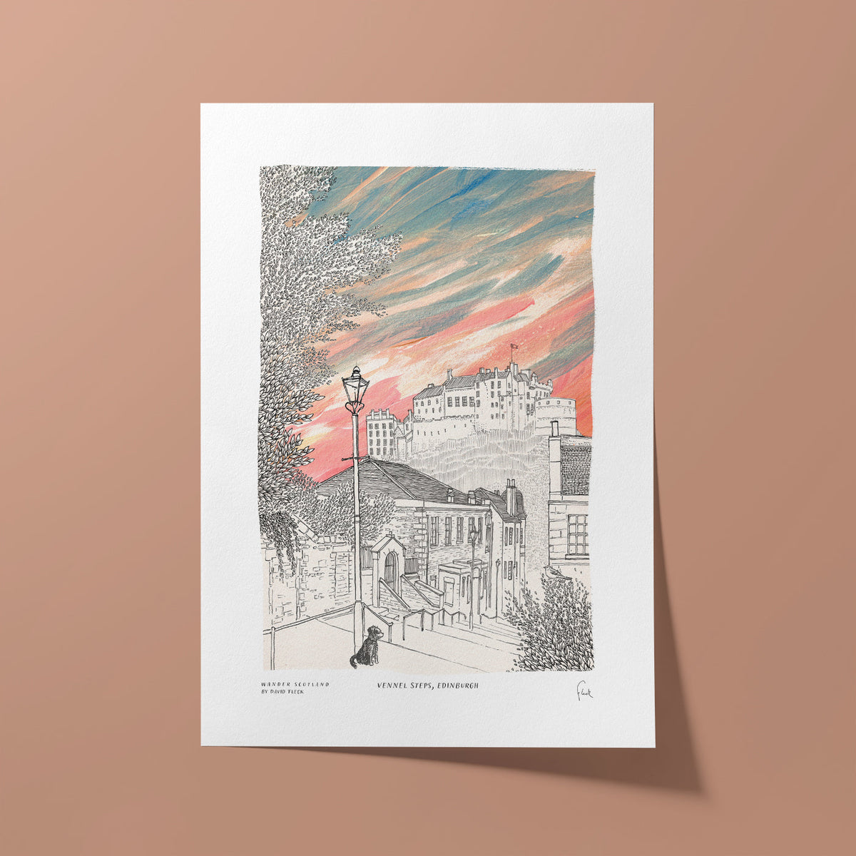 A4 The Vennel Steps, Edinburgh Art Print