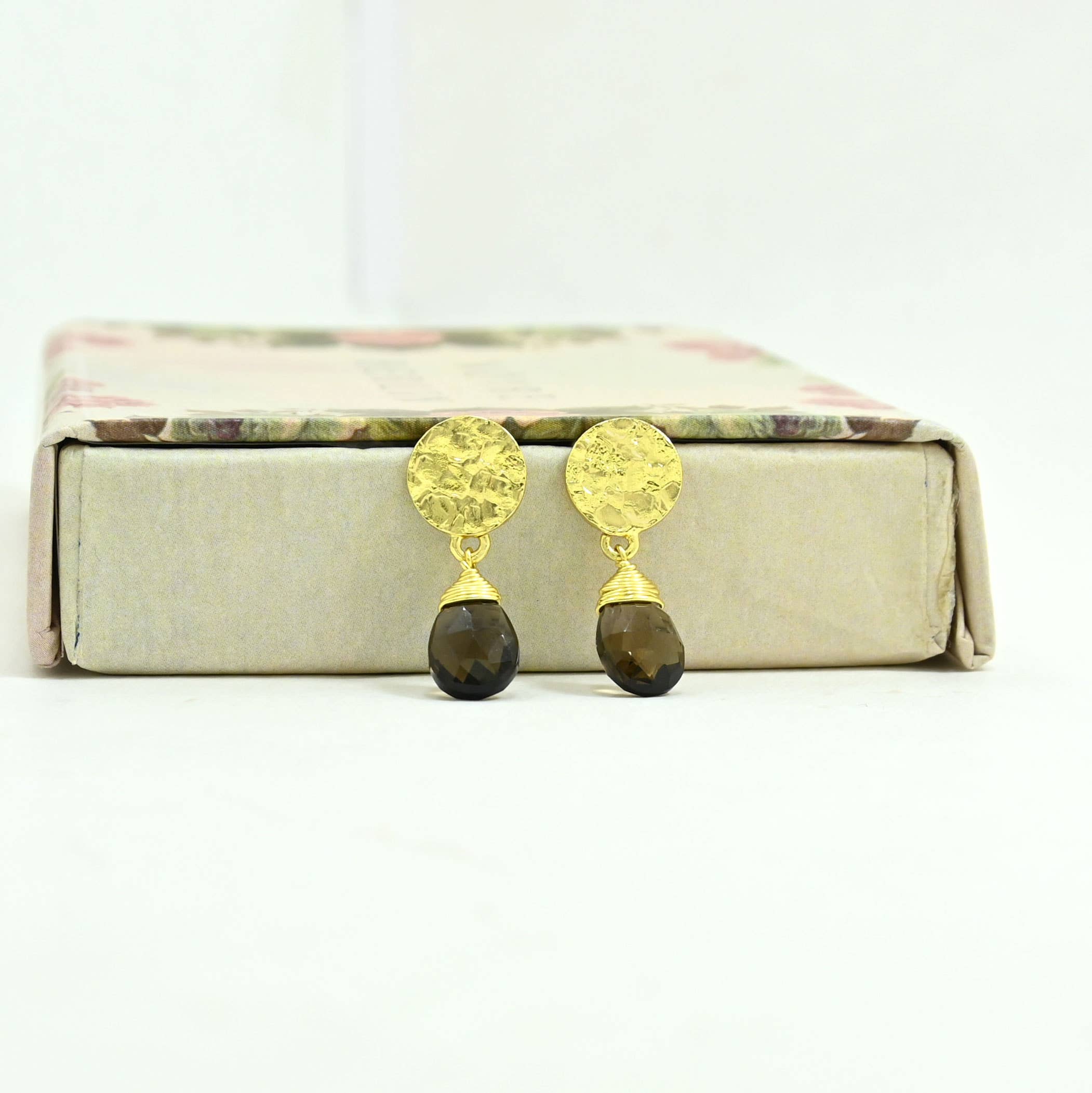 Abigail Earring Gold Plated - Smoky Quartz