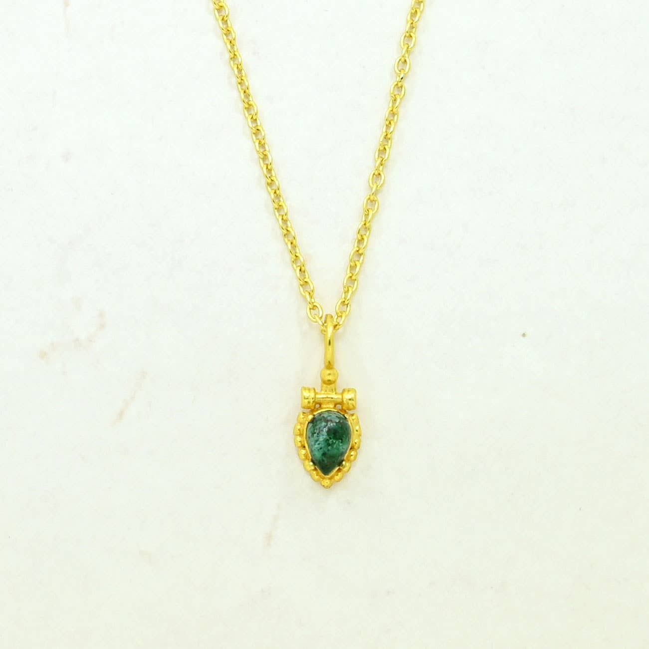 Boho Necklace Gold Plated - Chrysocolla