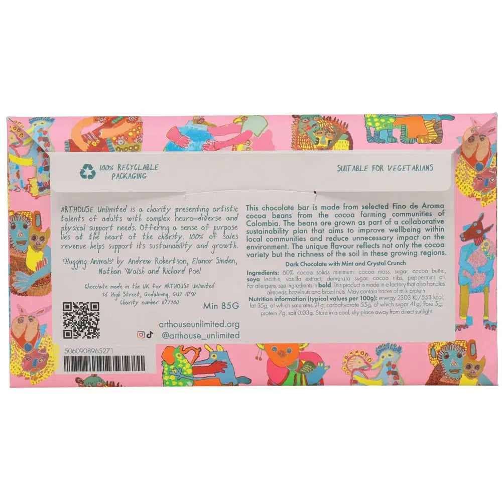 Hugging Animals Dark Chocolate With Mint & Crystal Crunch
