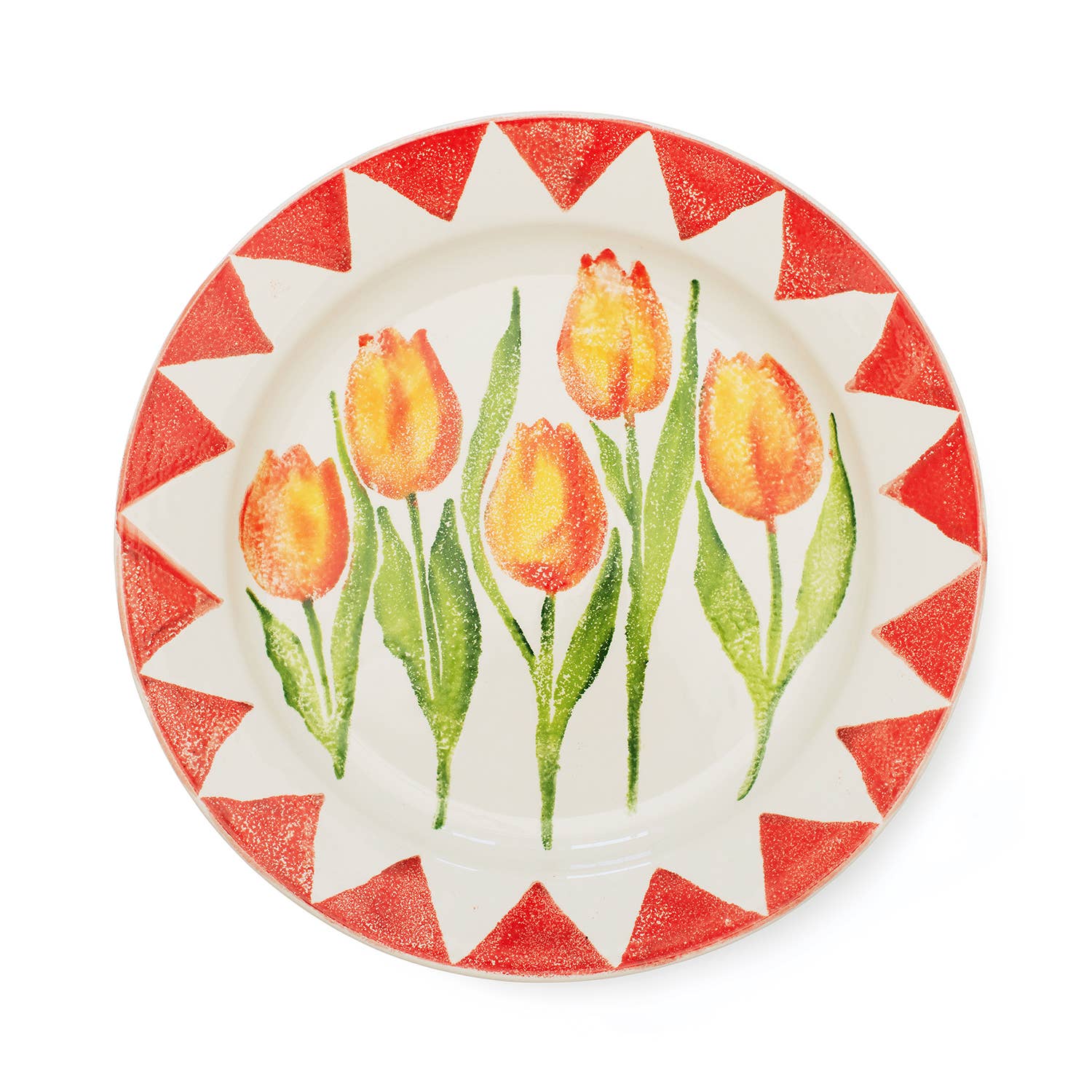Red Rimmed Tulip Platter