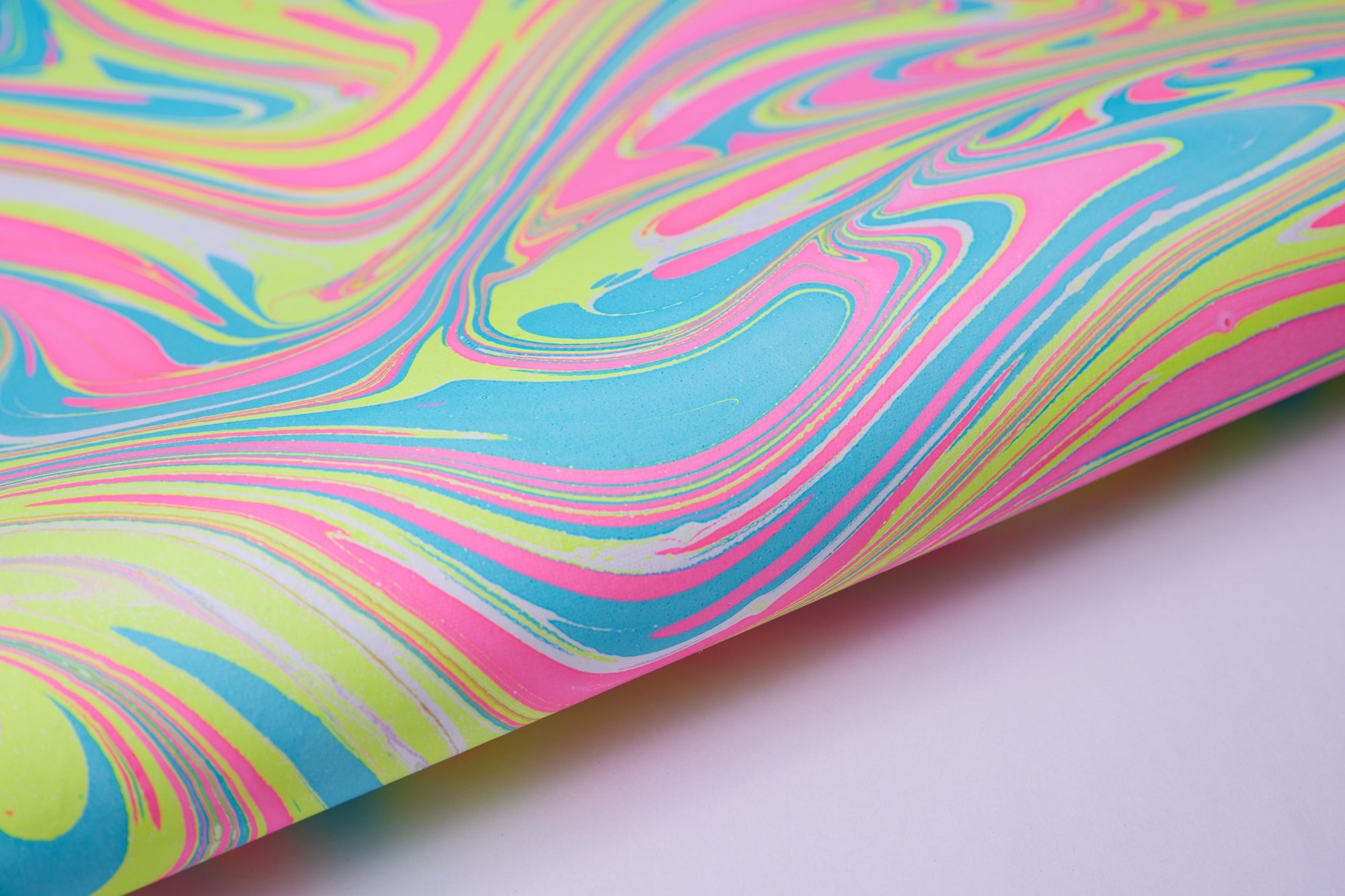 Neon Waves Handmade Marbled Paper