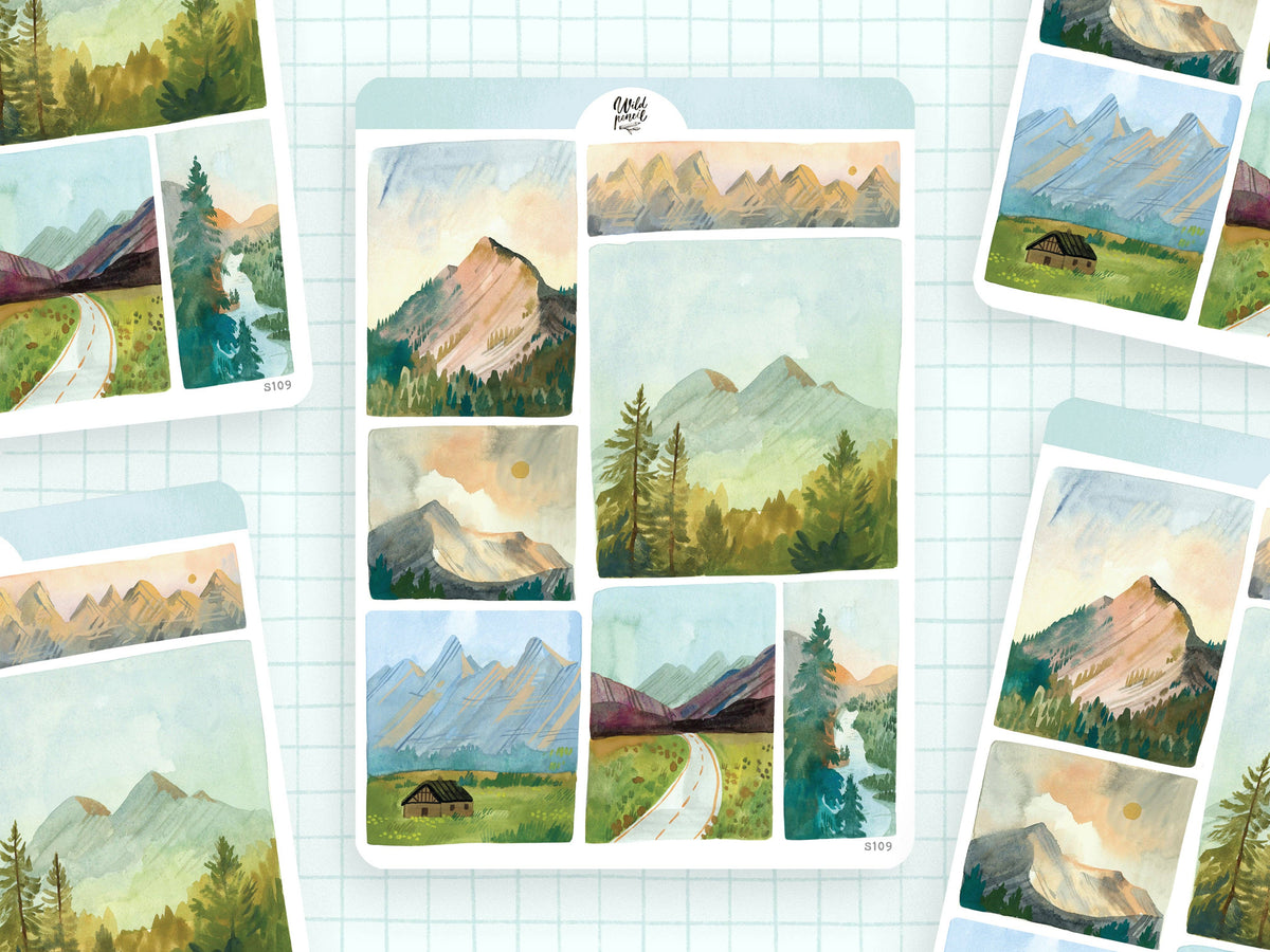 Mountain Landscapes Sticker Sheet