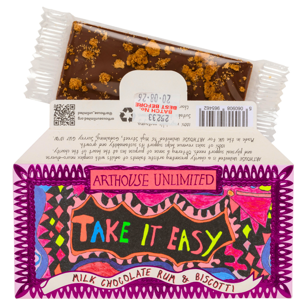 Joy Sized Bar - 'Take It Easy' Milk Chocolate Rum & Biscotti