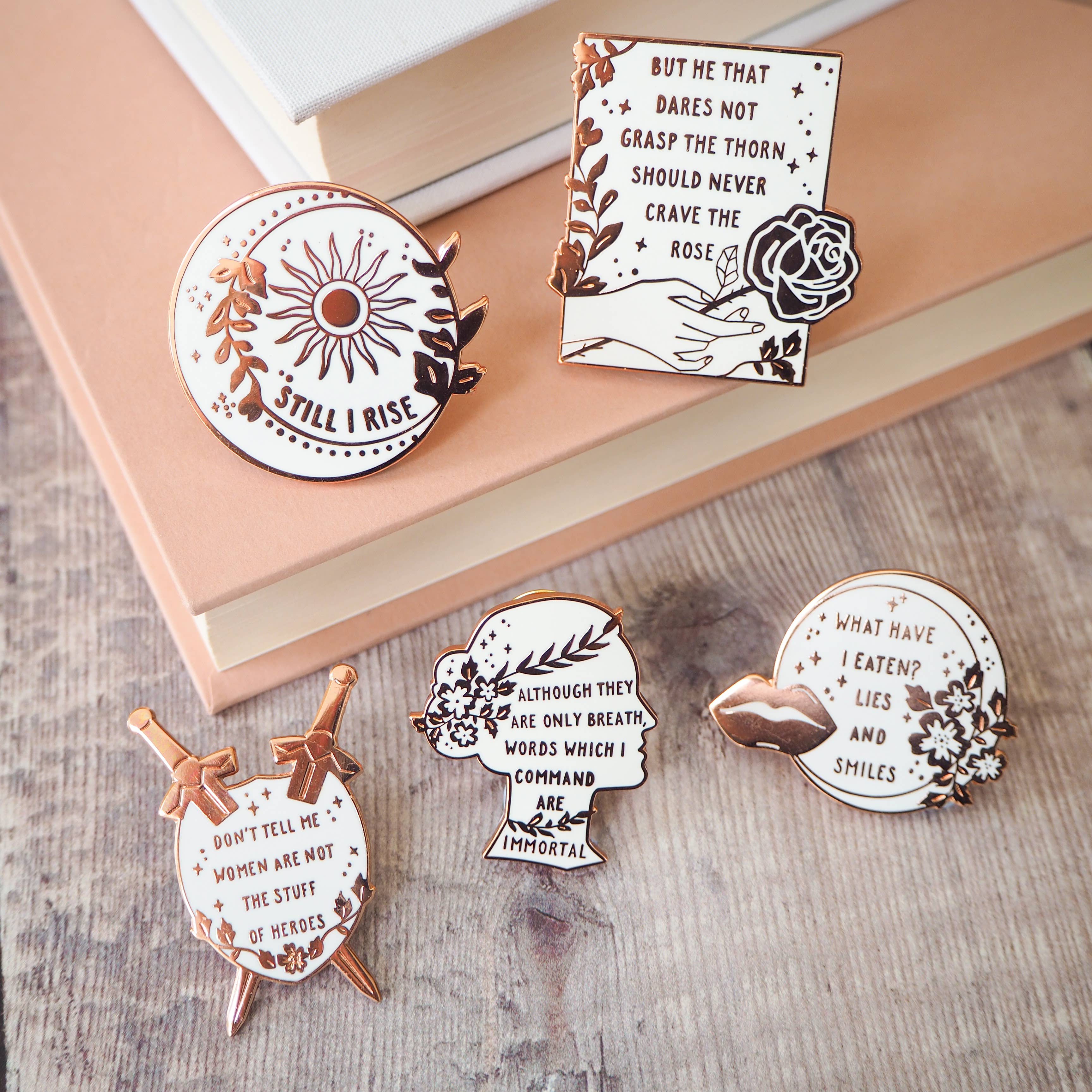 Dr Maya Angelou Still I Rise Sun - Gold Enamel Pin Badge