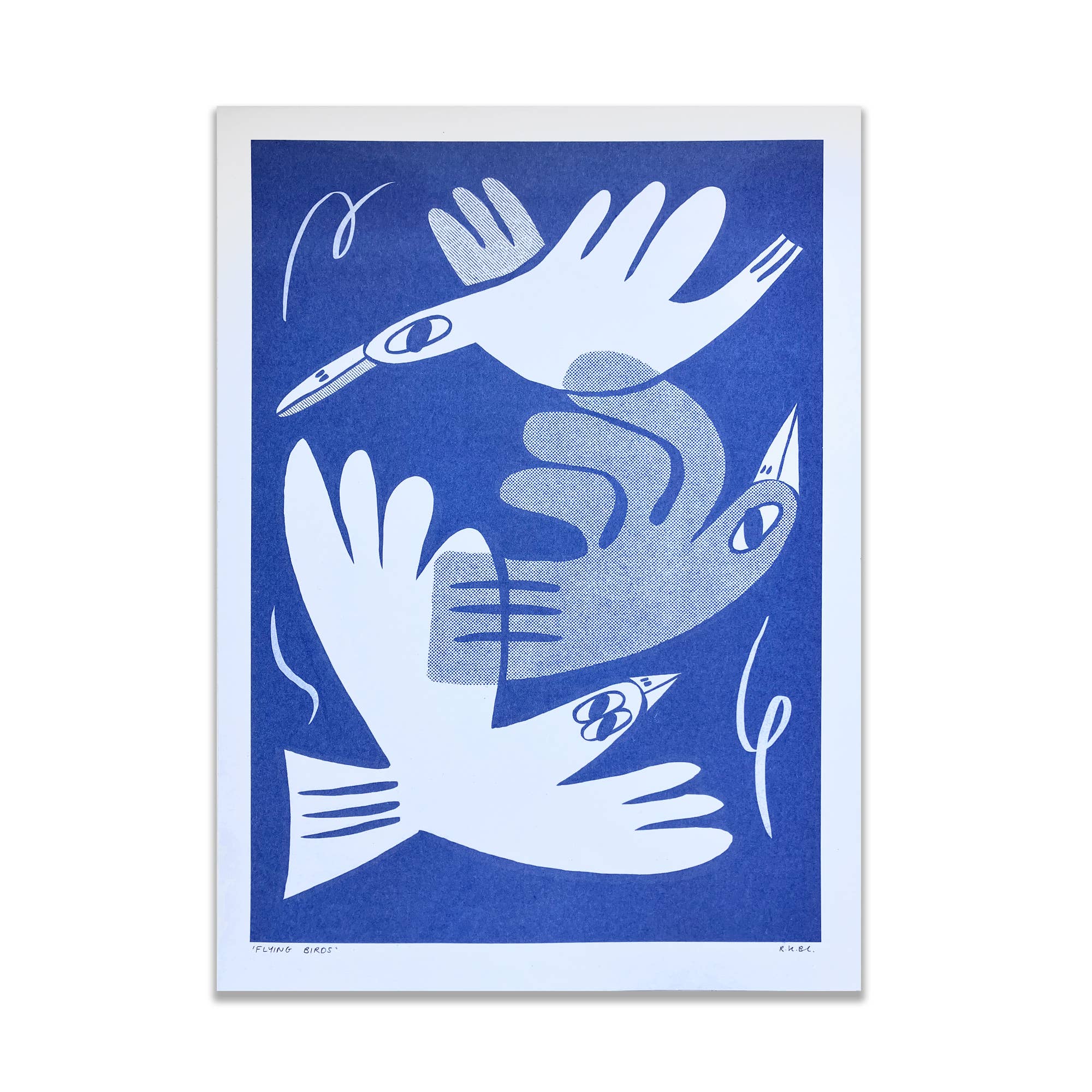 Flying Birds (Blue) A3 Riso Print