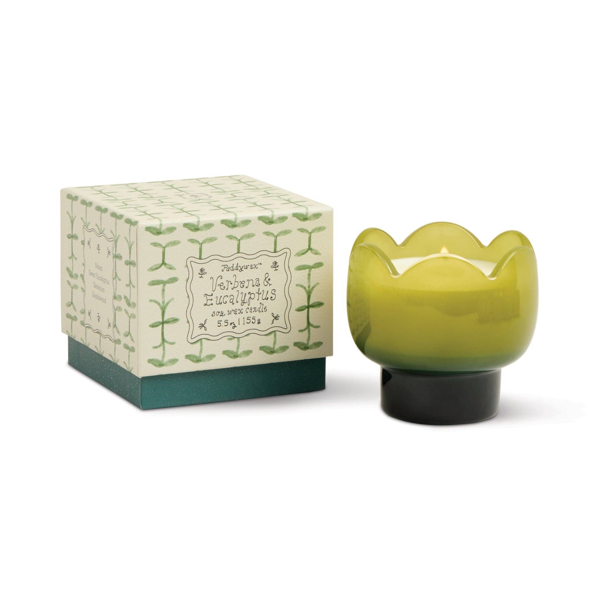 Green & Dark Green Glass Candle - Verbena & Lemongrass