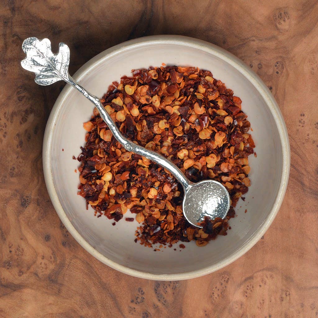 Oak Leaf Tiny Salt & Spice Pewter Spoon
