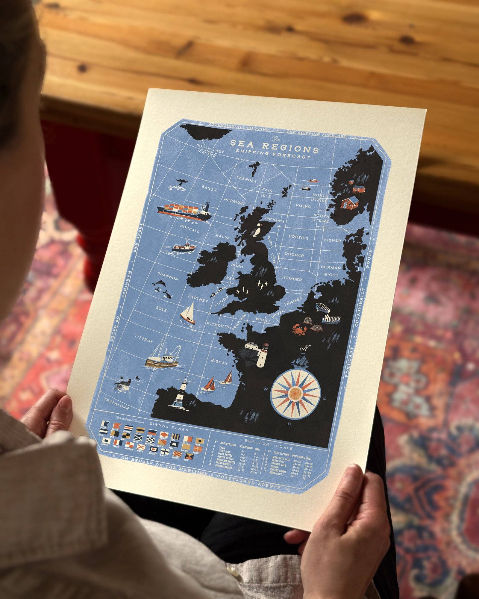 The Sea Regions of the United Kingdom A3 Map Print