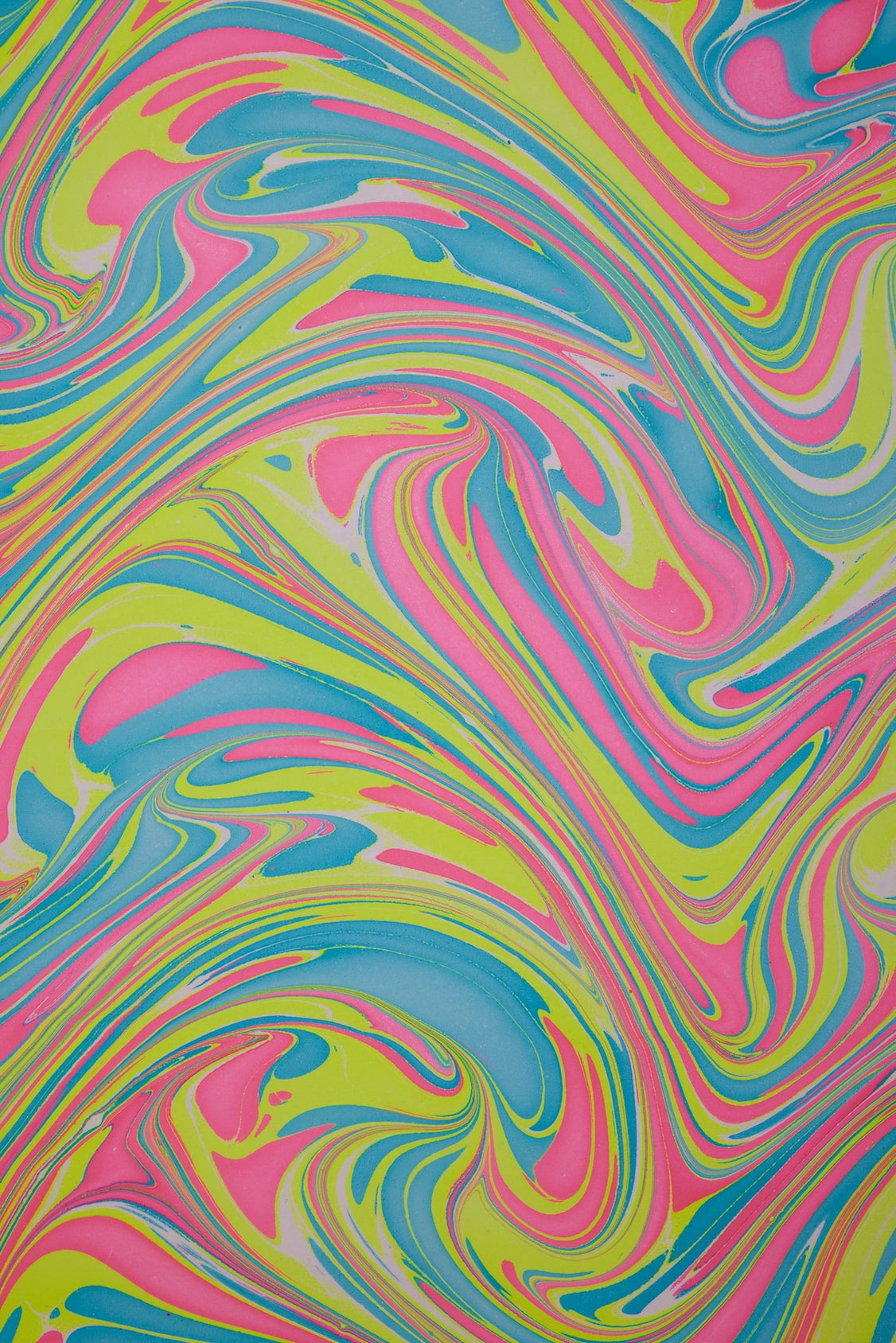 Neon Waves Handmade Marbled Paper