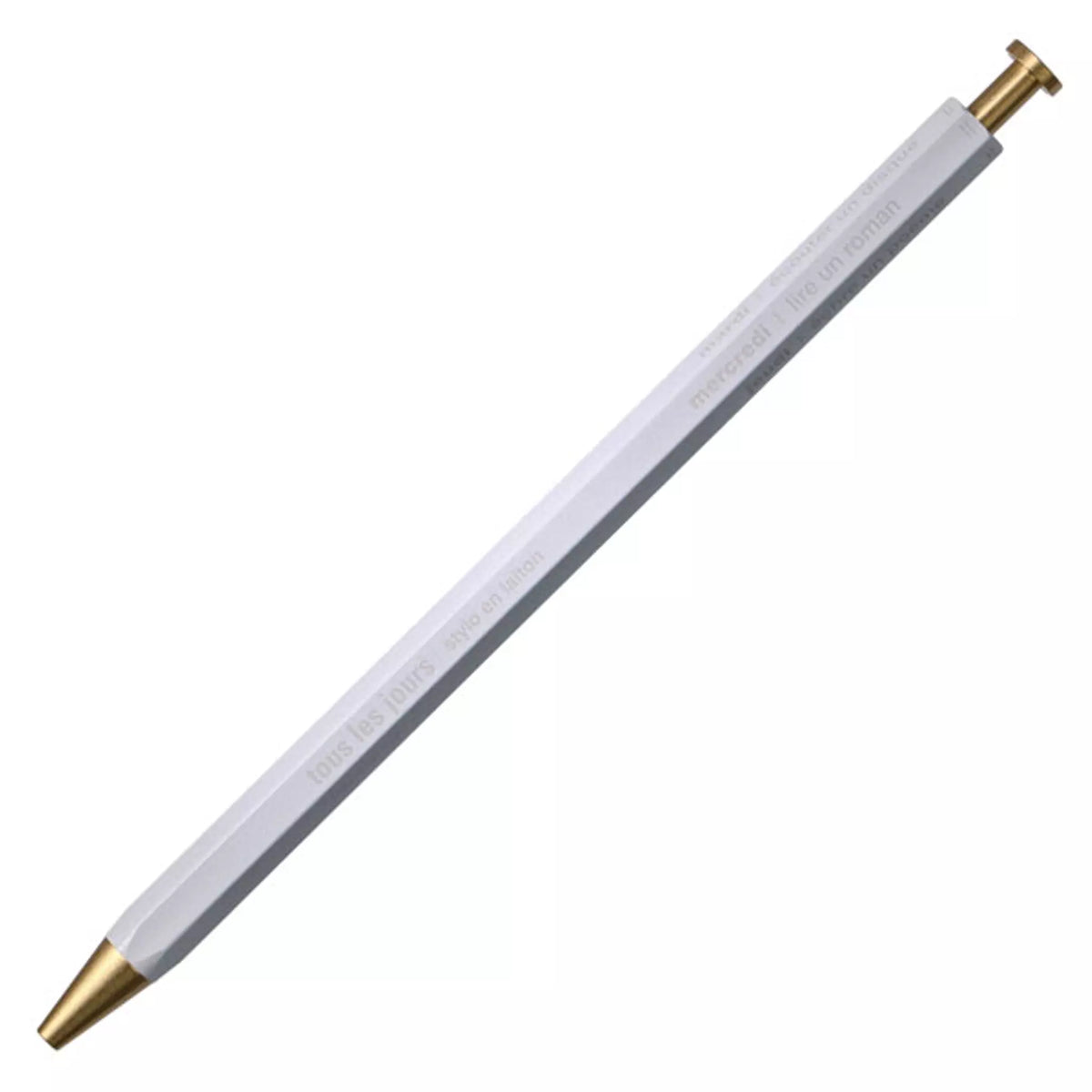 Tous Les Jour Brass Ball Point Pen - White