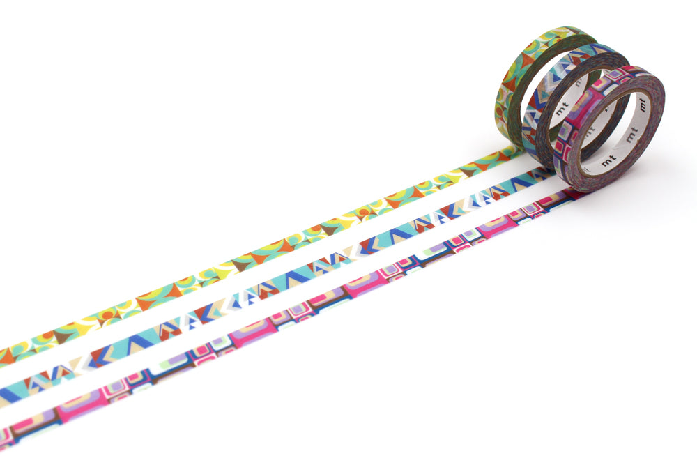 Trio Of Slim Deco Retro Washi Tapes
