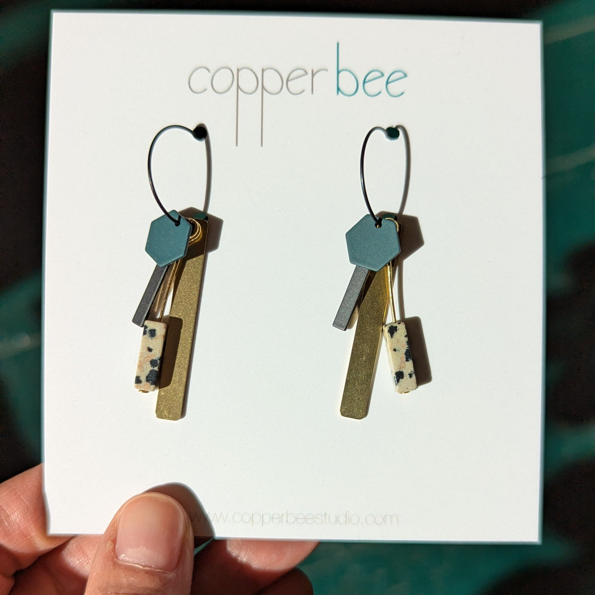 Charm Earrings - Dalmatian Jasper & Teal