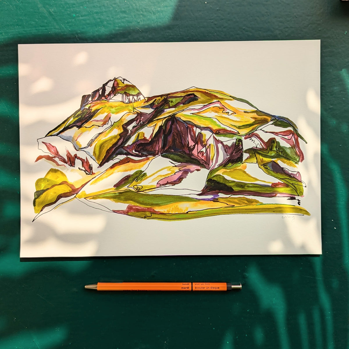 A4 Arthur's Seat Watercolour
