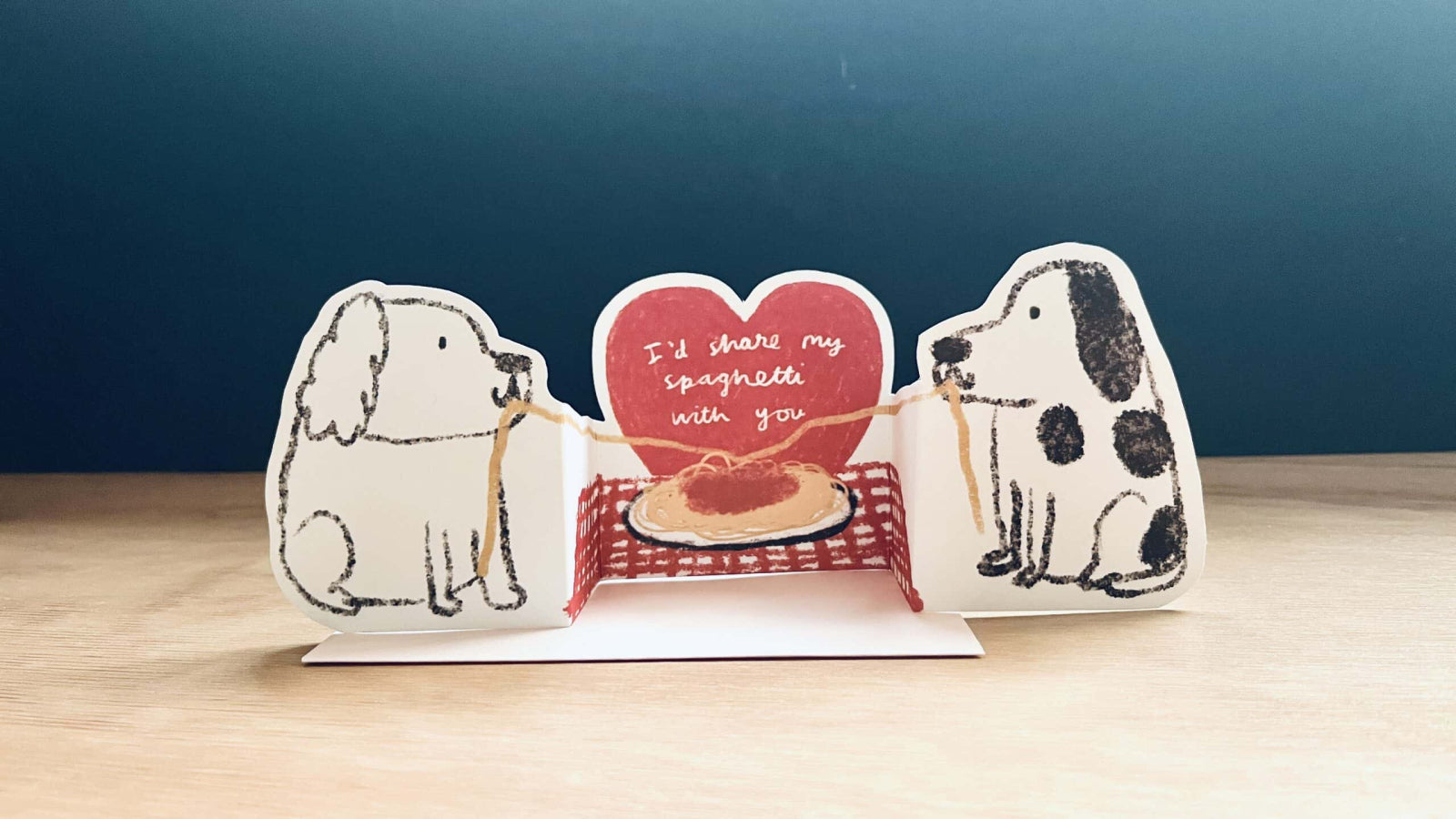 Spaghetti Dogs Fold Out Valentines Card